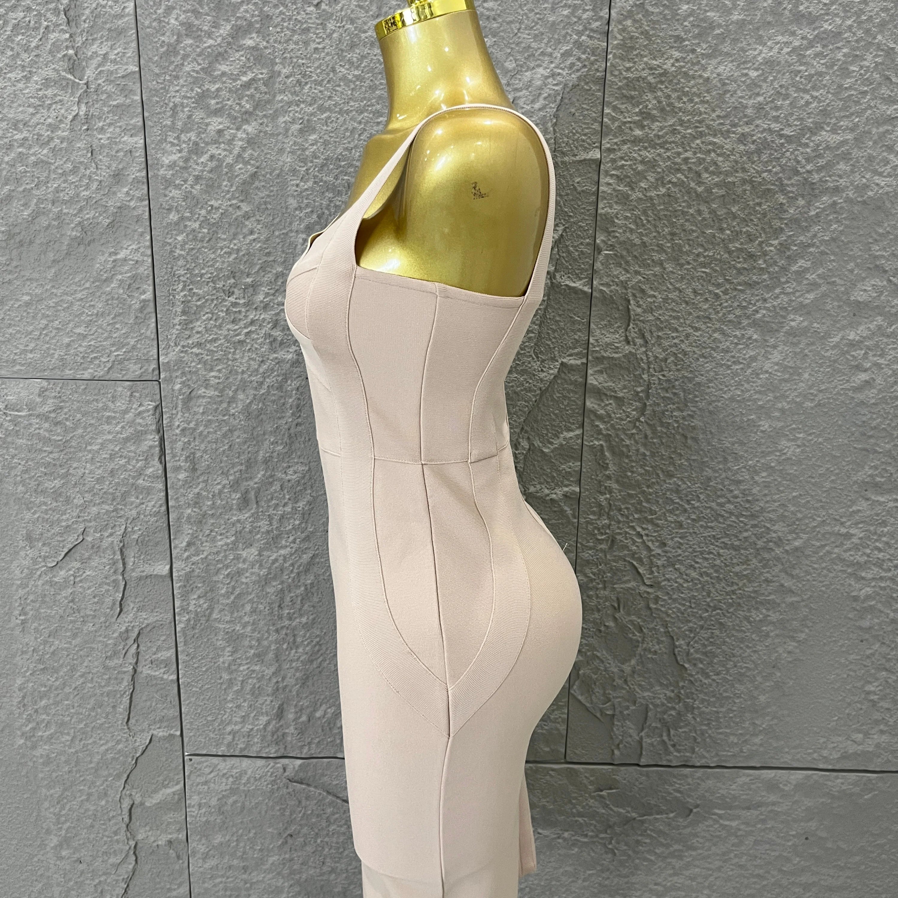 Elegant Sweetheart Neck Bandage Dress Crisscross Bust Slim Fit Midi Evening Banquet Formal Dinner Wedding Guest Cocktail Outfit