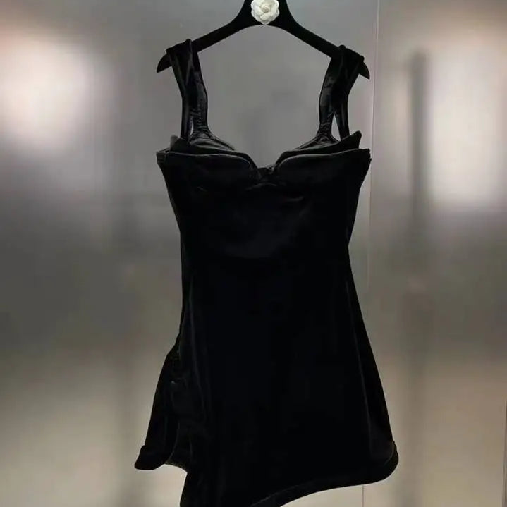 Sexy Chest Wrapping Black Dress Summer European Irregular Split Open Leg Sling Dress Women Strapless Party Mini Dress G019