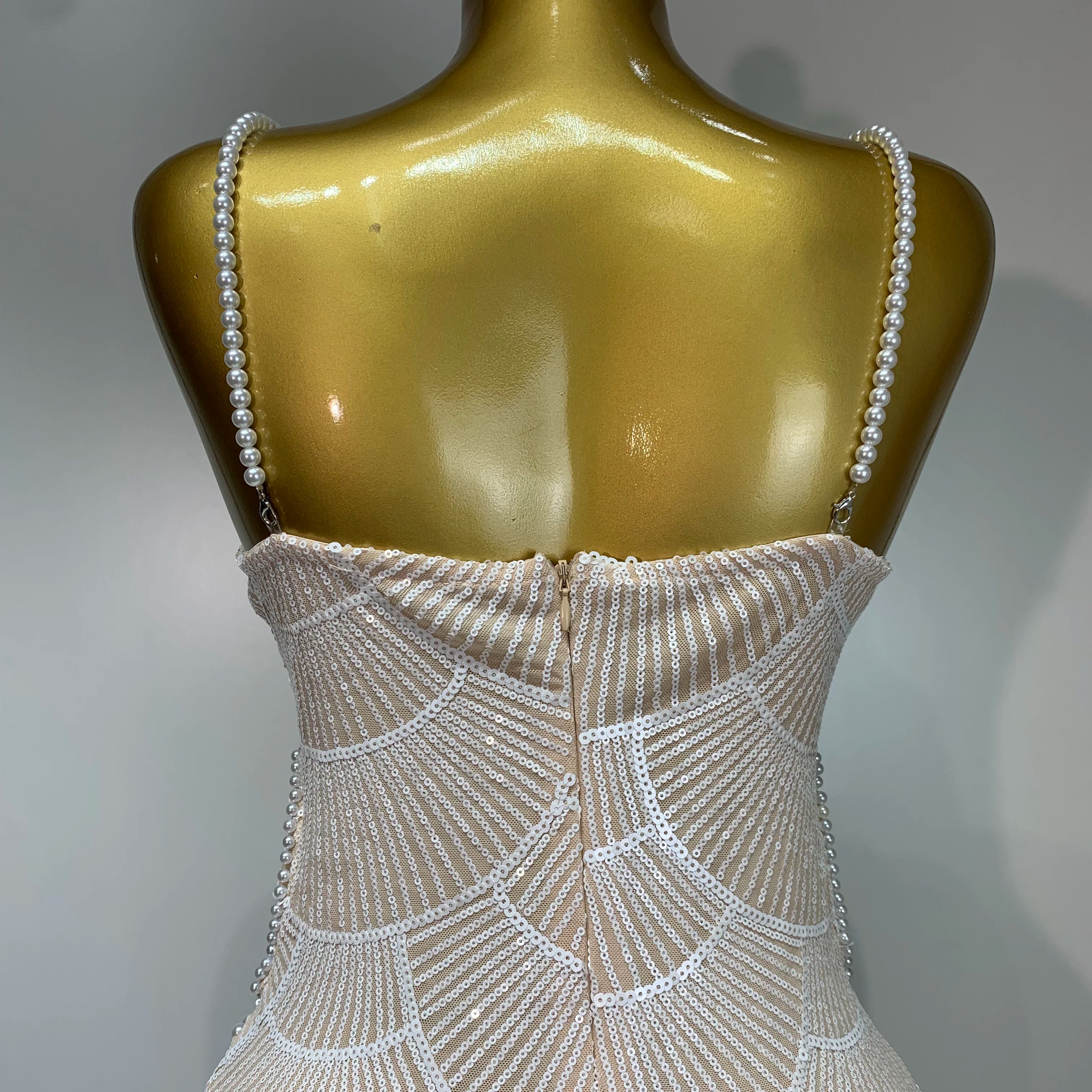 Women Sexy V Neck Pearl Beading Cut Out Maxi Long Bodycon Prom Gowns Dress Luxury Birthday Elegant Evening Party Club Dress