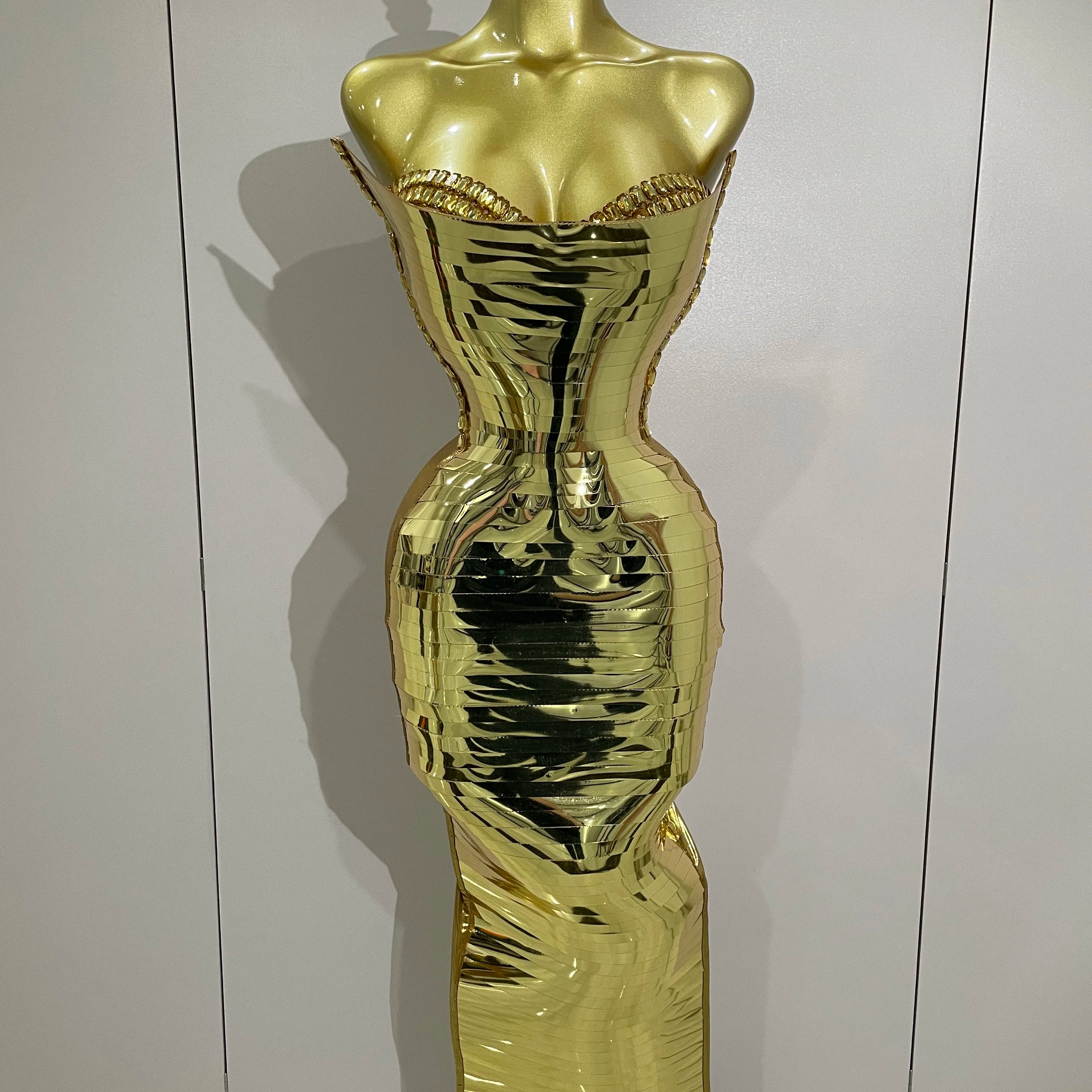 Black Shiny Sequin Sexy Chest Wrapped Dress 2025 New Women Fashion Eveing Celebrate Birthday Party Stage Costume Gold