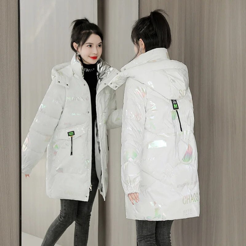 Women's Oversized Winter Coat 2024 New Mid-length Loose Jacket Ladies Elegant No-wash Parkas Korean Fashion Slim Clothes White