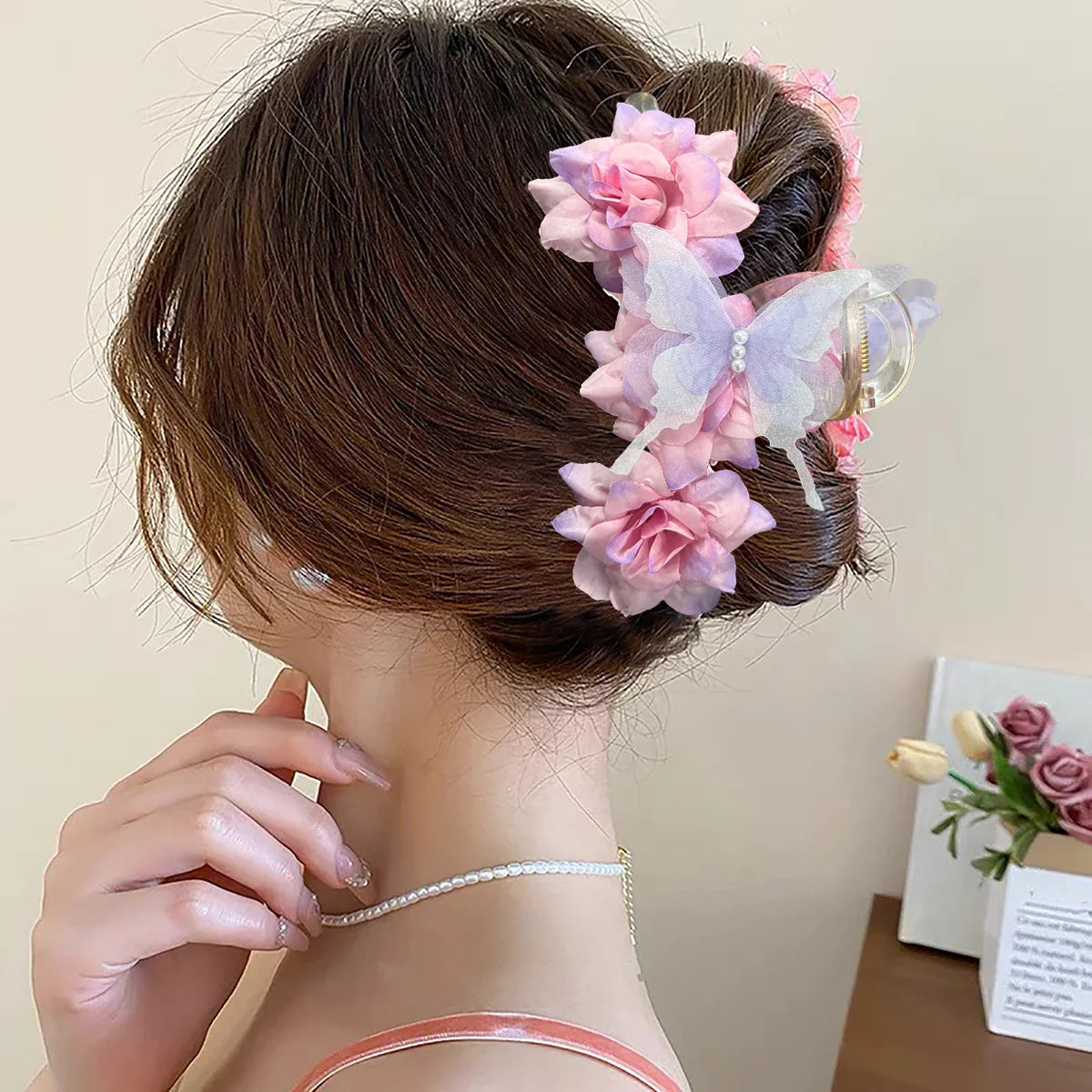 Haimeikang Large Size Flower Hair Clip Claws Hair Crab For Thick Hair Barrettes Hairpins Women Summer Fashion Hair Accessories 4667A