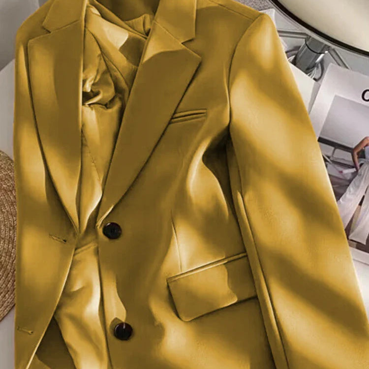 Women Jackets Pink Small Suit Women's Coat Casual Small Loose Korean Version Small Suit Women's Design Sense Blazer Women Yellow