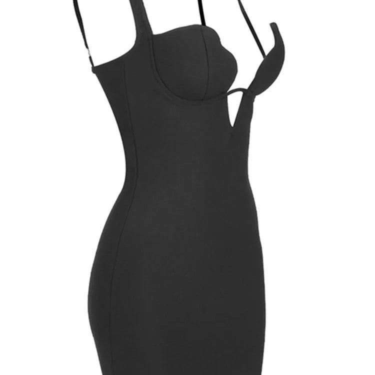 Women Celebrity Summer Sexy V Neck Backless Black Mini Bodycon Bandage Dress 2024 Elegant Evening Club Party Outfit
