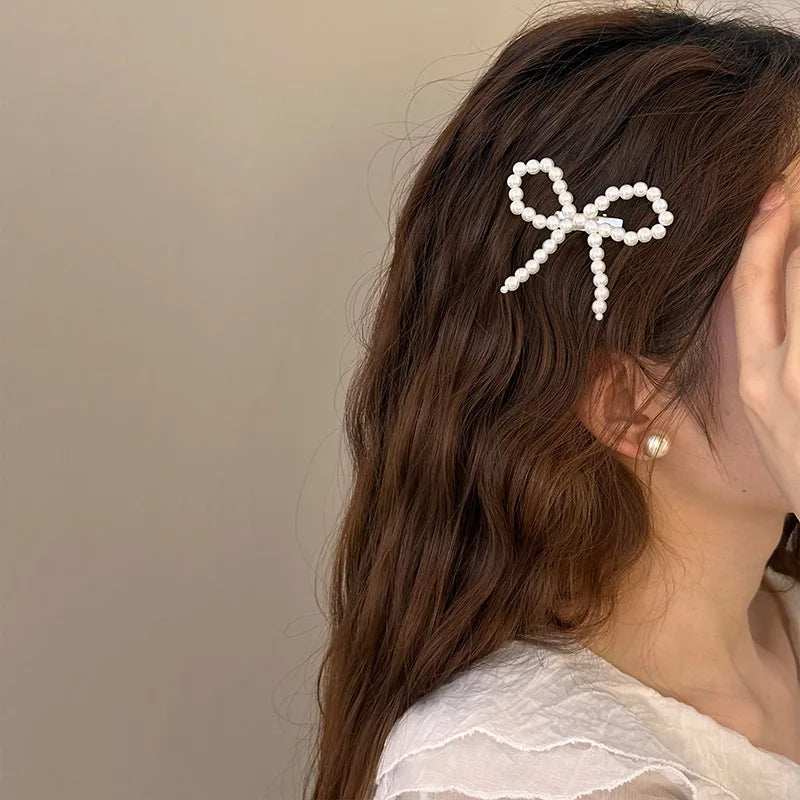 Butterfly hair clip pin bows accessories for women girl korean fairy pearl popular vintage Designer mini barrette Headdress