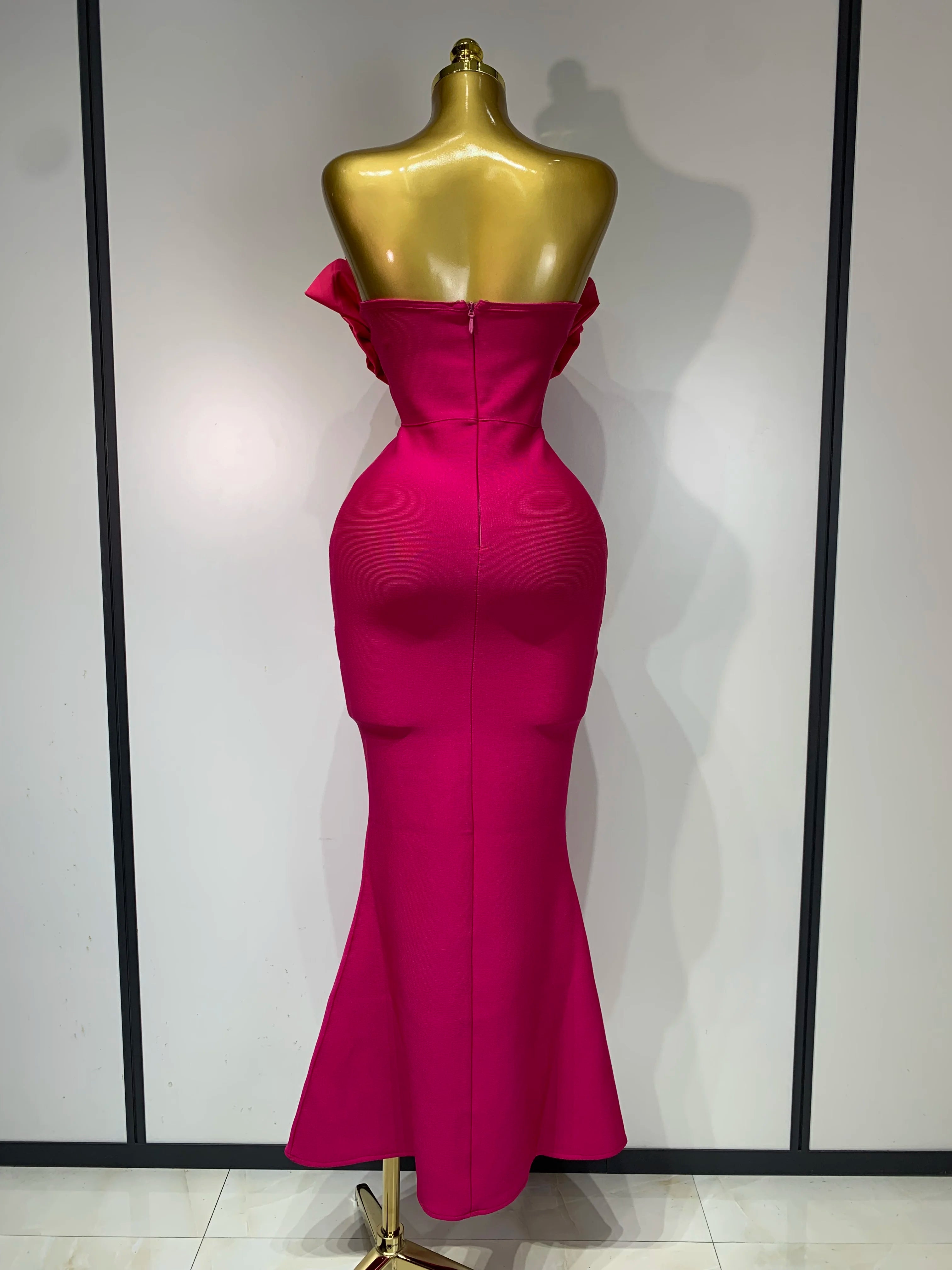 Luxury Birthday Party Dresses Women Elegant Bandage Bodycon Dress Strapless Appliques Sparkly Diamond Evening Club Outfit