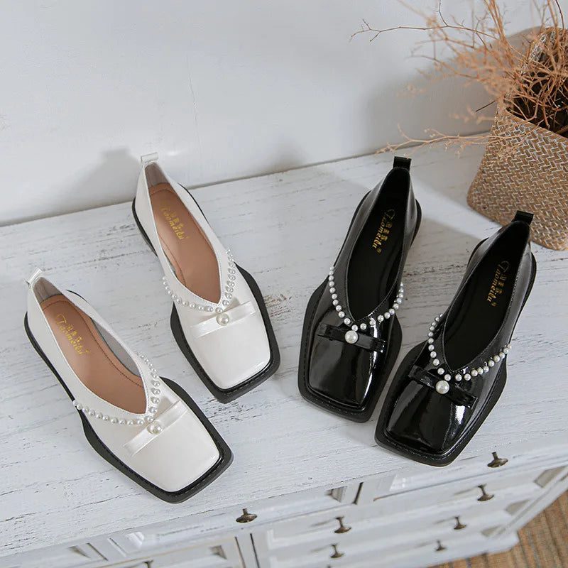 The 2023 new fashion brand designed women with low single shoes Square head spring large size casual shoes 41-43