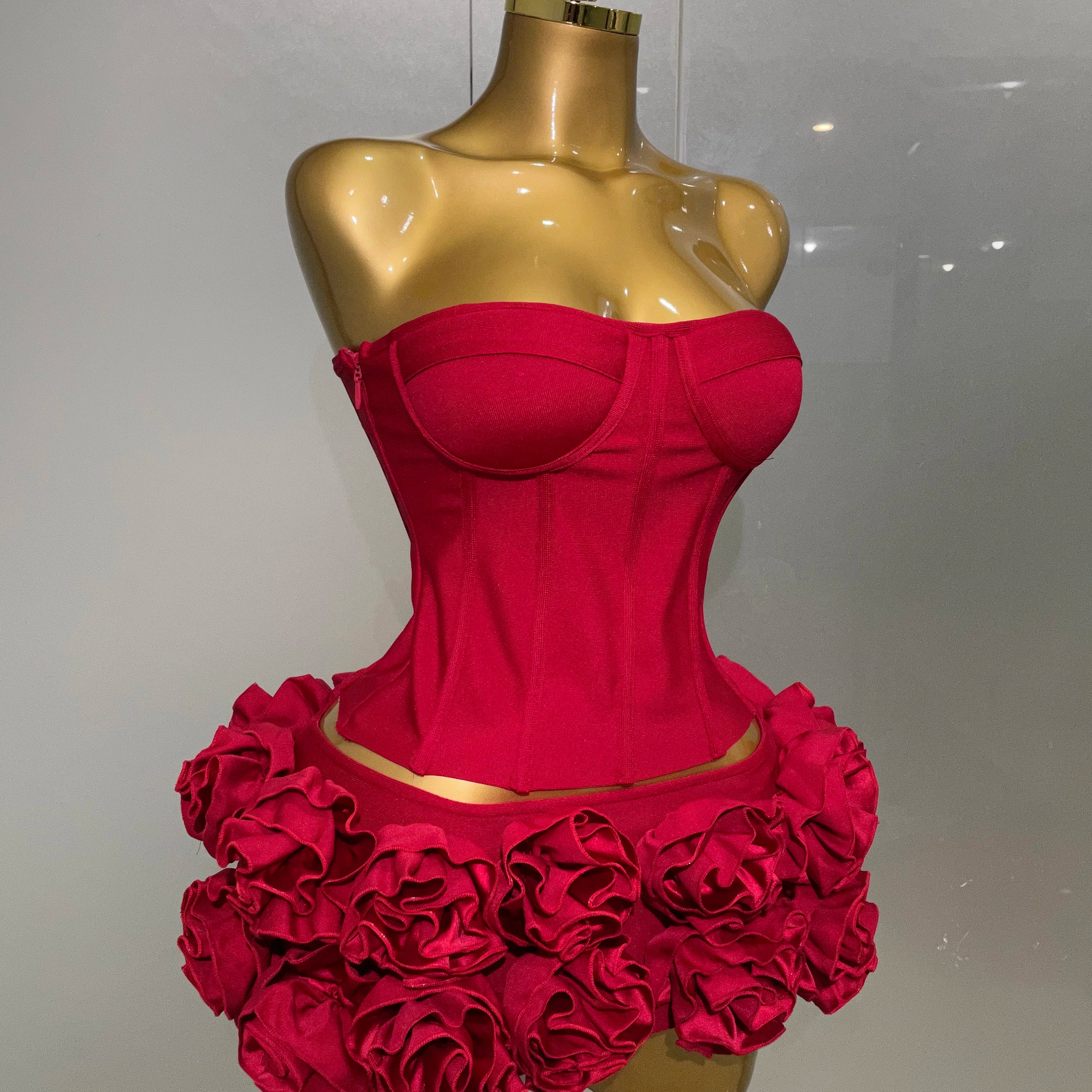 2025 Women Sexy Strapless Prom Gown Fashion Celebrity Club Party Skirt Set Birthday Cocktail Outfit Birthday Party Bandage Dress