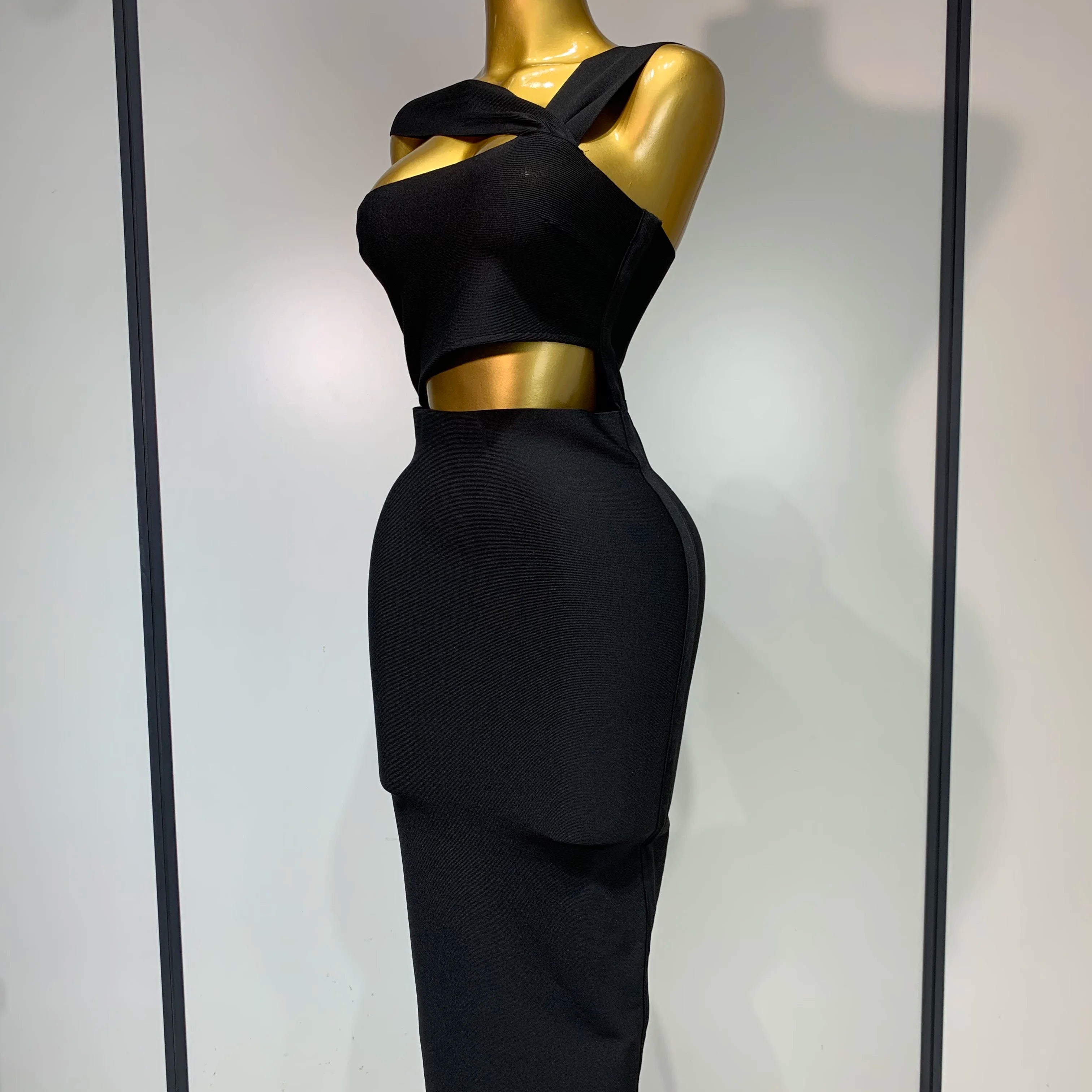 Bandage Dresses for Women 2025 Black Bodycon Dress Evening Party Celebirty Elegant Sexy Cut Out Midi Birthday Club Dresses