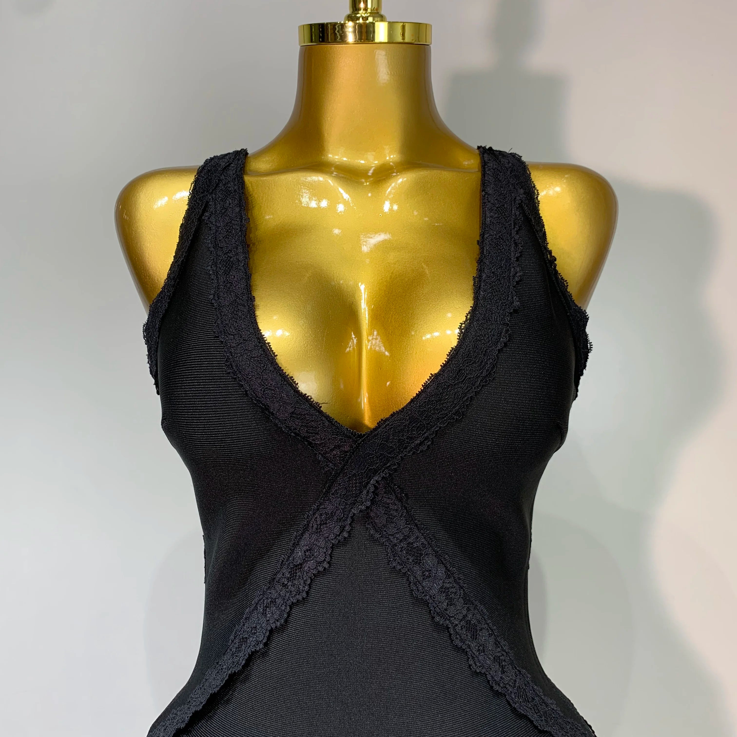 Sexy V Neck Black Lace Prom Dress Sleeveless Evening Party Gown Celebrity Elegant Luxury Birthday Club Dresses