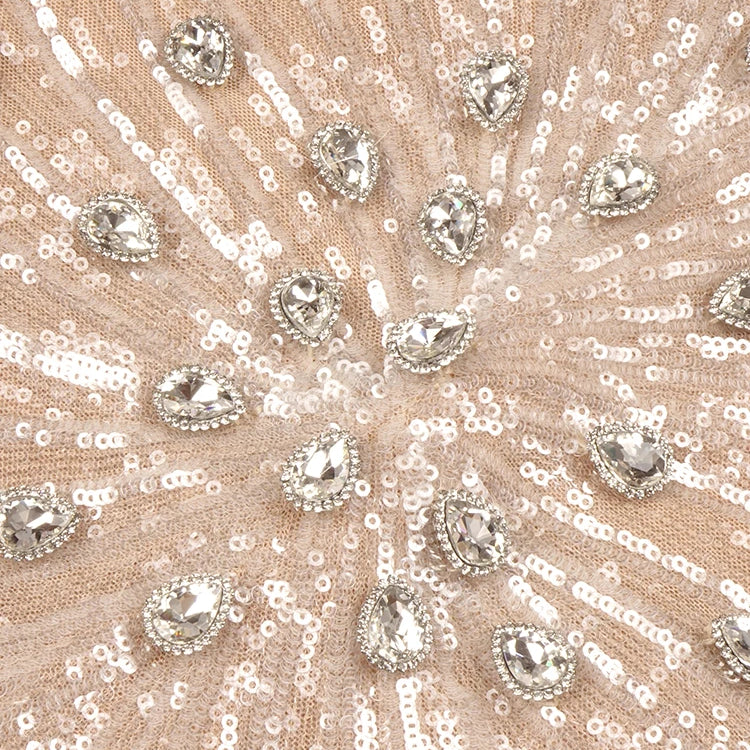 Apricot Sequins Mermaid Long Dress Optical Illusion Strapless Crystals Flowers Embellished Celebrity Evening Party Gowns