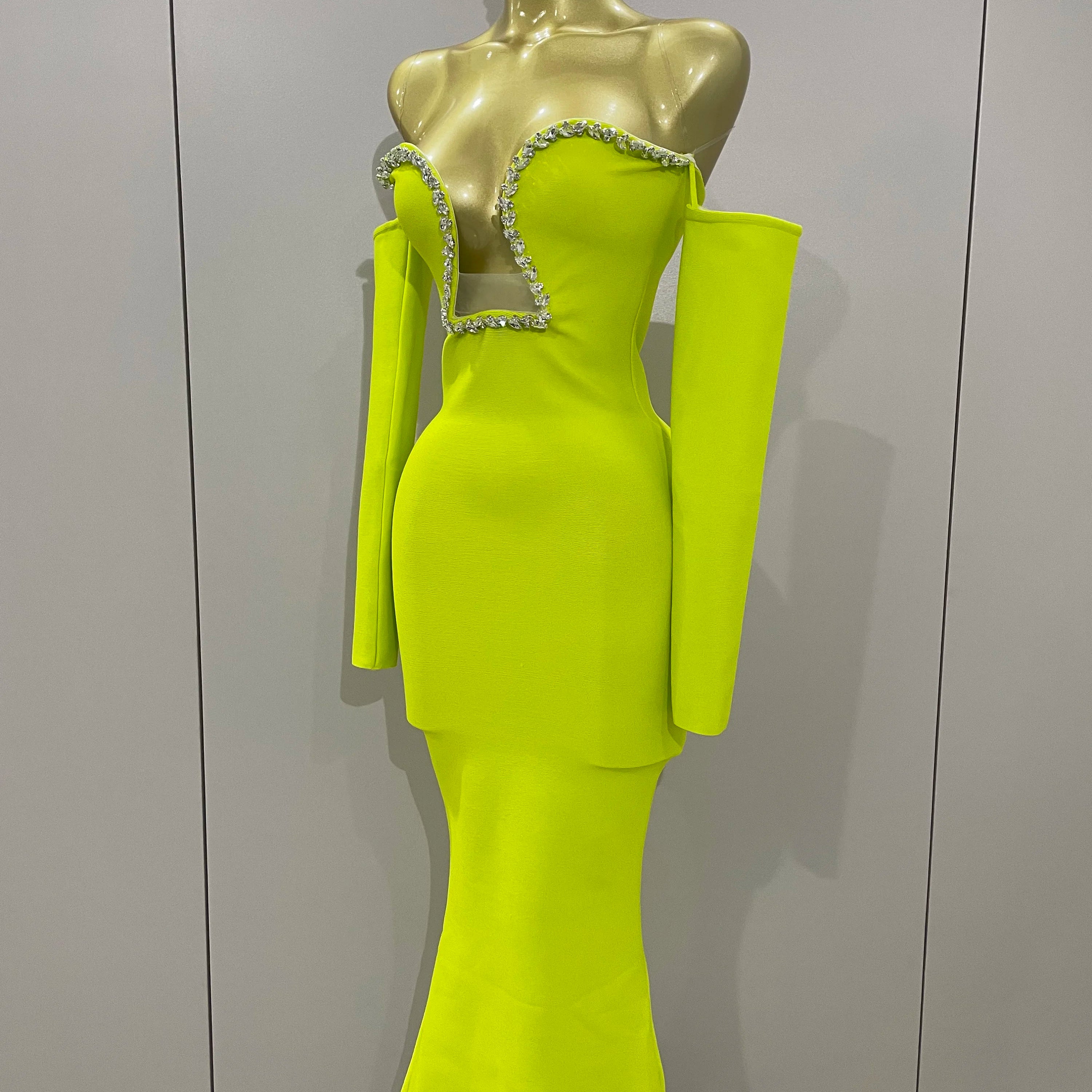 Sexy Off Shoulder Luxury Diamonds Long Bodycon Bandage Dress 2025Women Celebrity Elegant Prom Gown Birthday Club Cocktail Dress