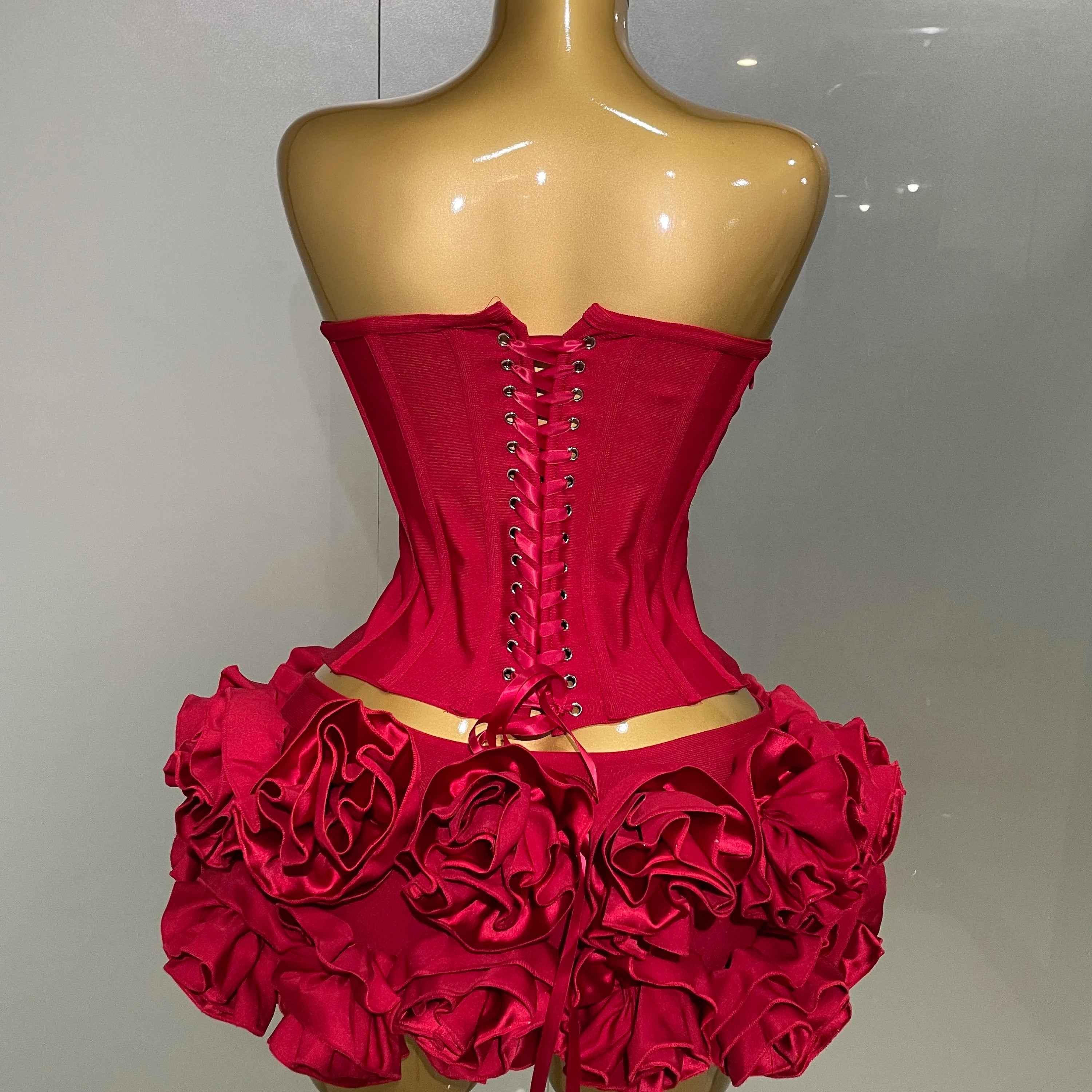 2025 Women Sexy Strapless Prom Gown Fashion Celebrity Club Party Skirt Set Birthday Cocktail Outfit Birthday Party Bandage Dress