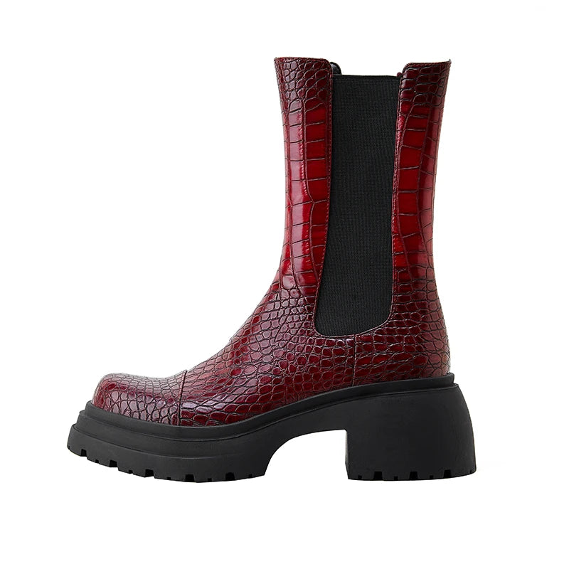 Smoke Pipe Boots Fall New Retro Style Hong Kong Style Ankle Boots Round Head Thick Soled Boots For Women 35-43