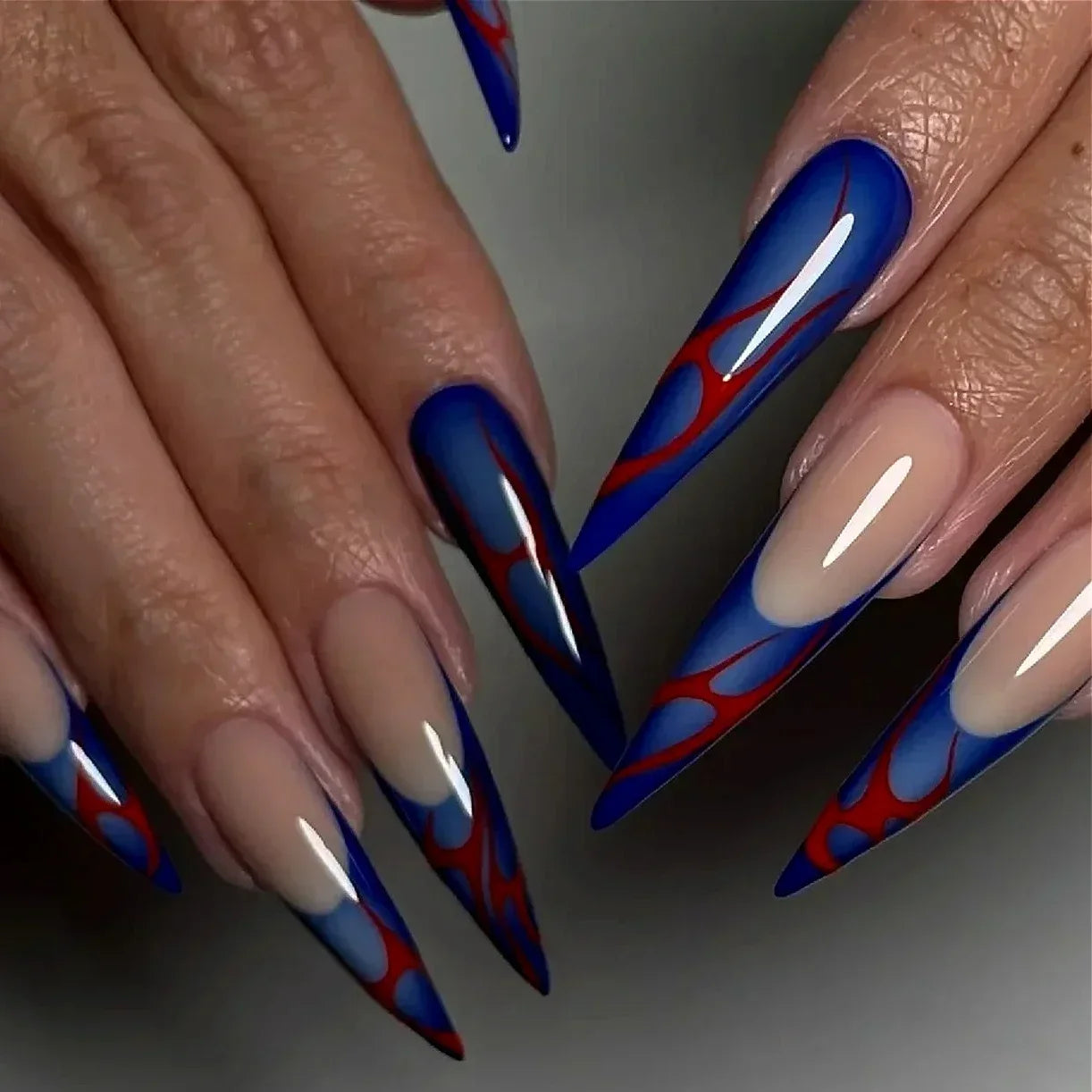 Exaggerate Punk Extra Long Pointed Fake Nails Art Dark Y2K Black Spider Centipede Rhinestone False Nail Press on Nails Manicure MT2553JP3510