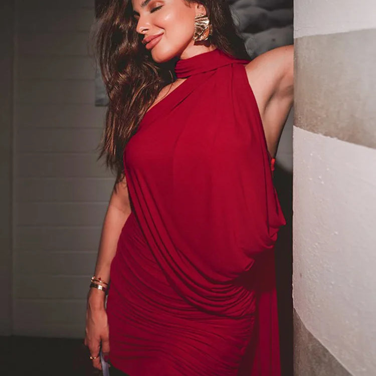 Mozision Mesh Strapless Backless Sexy Mini Dress For Women Robe Fashion Off-shoulder Sleeveless Ruched Bodycon Club Dress