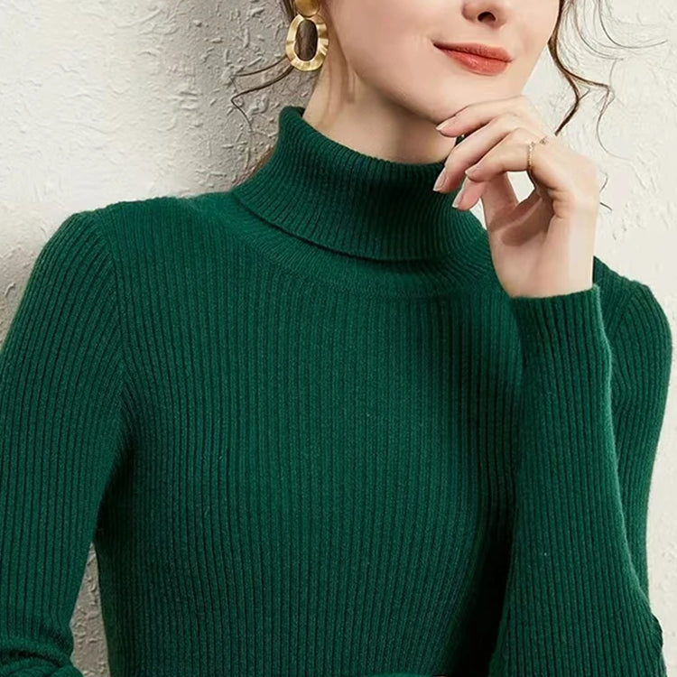 Women Sweater Casual Pullovers Autumn Winter Basics Knitted Korean Loose Striped O-neck Long Sleeve Elegance Sweet E-Green One Size