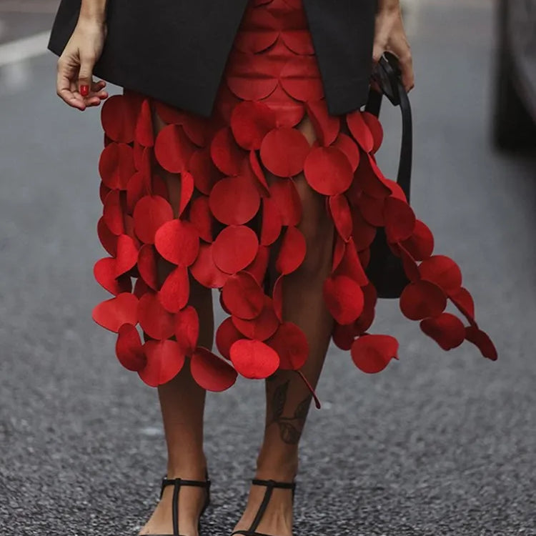 Solid Minimalist Skirts For Women High Waist Patchwork Dot A Line Skirt Elegant Temperament Skirt Female Fashion