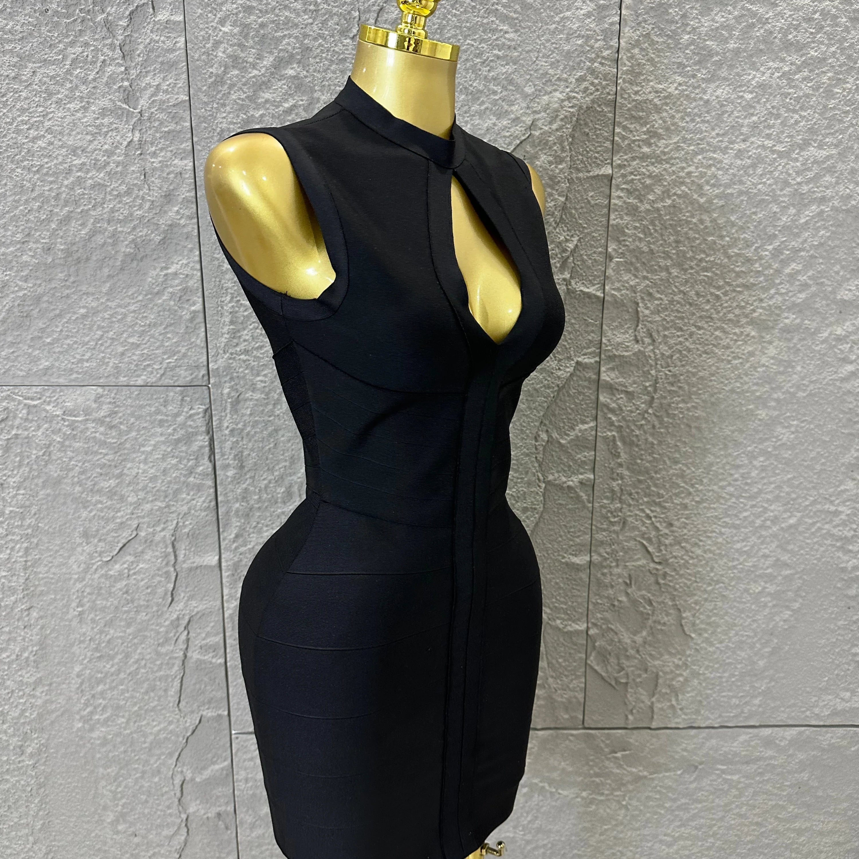Sexy Sleeveless Keyhole Cutout Bandage Form-Fitting Outfit Evening Gala Party Fashion Celebrate Birthday Party Dress Vestido