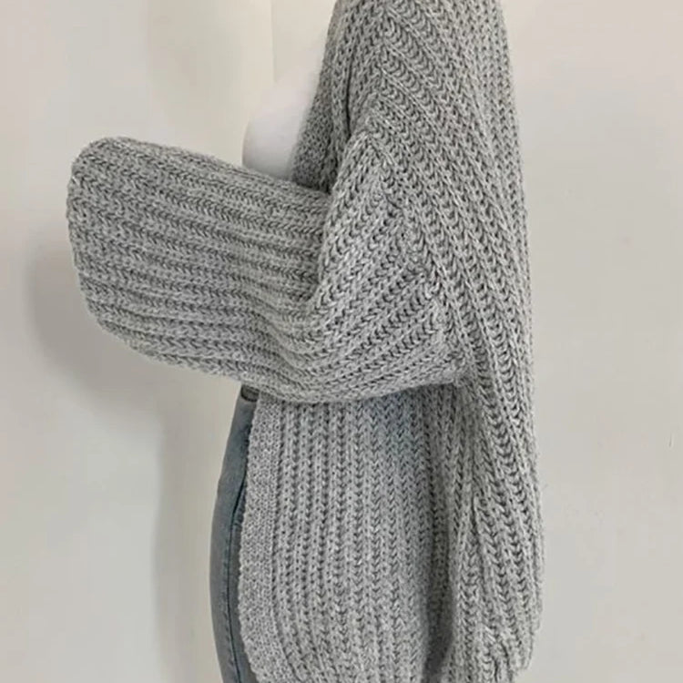 Women Cardigan Sweater Coat Casual Loose Knitted Solid Coat Autumn Winter For Women Lantern Sleeve Sweet Overcoat