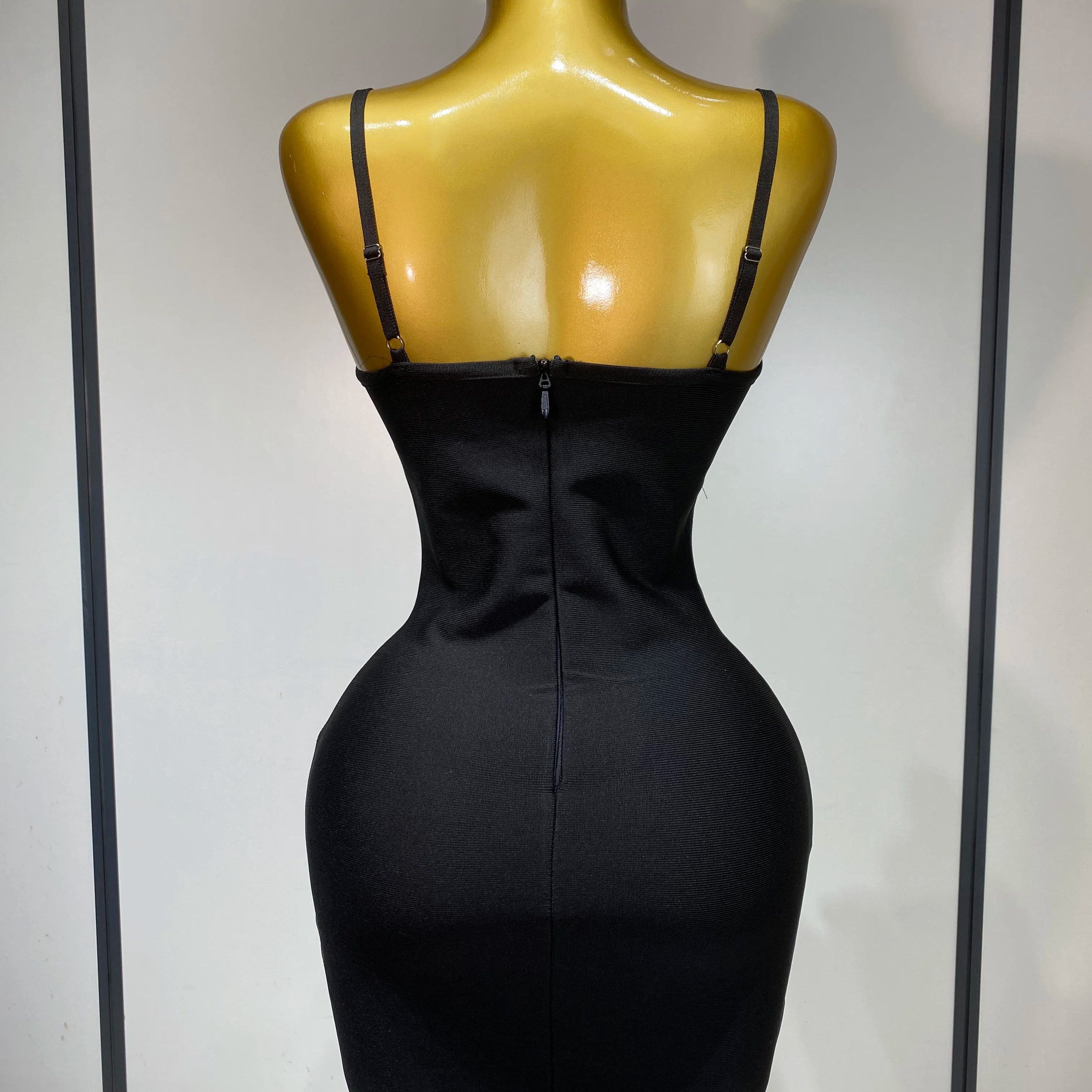 Women Fashion Sexy Backless Halter Black Midi Bodycon Bandage Dress 2025 Elegant Evening Club Luxury Birthday Party Dresses