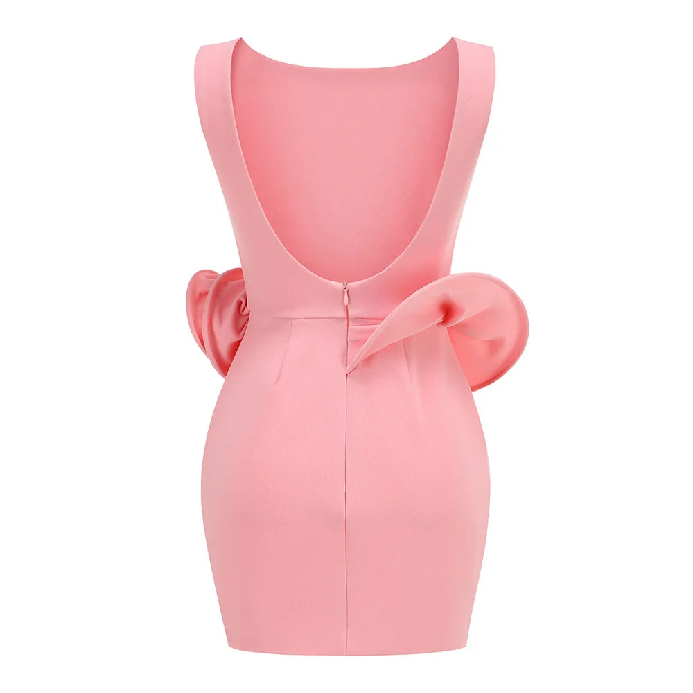 2025 New Summer Women Fashion O-Neck Florals Bodycon Mini Dress Celebrate Fashion Evening Party Birthday Vacation Outfit