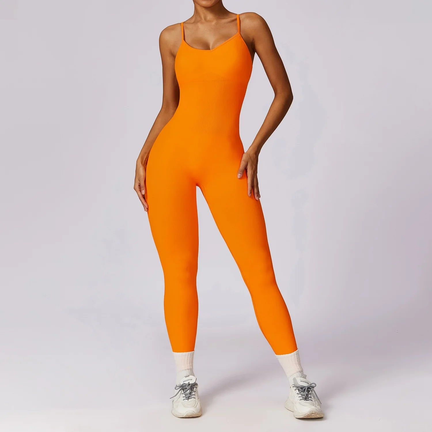 Seamless Gym Sports Overall Sportswear Backless Fitness Yoga Suit One Piece Jumpsuit Sport Outfit Workout Bodysuit Women Orange