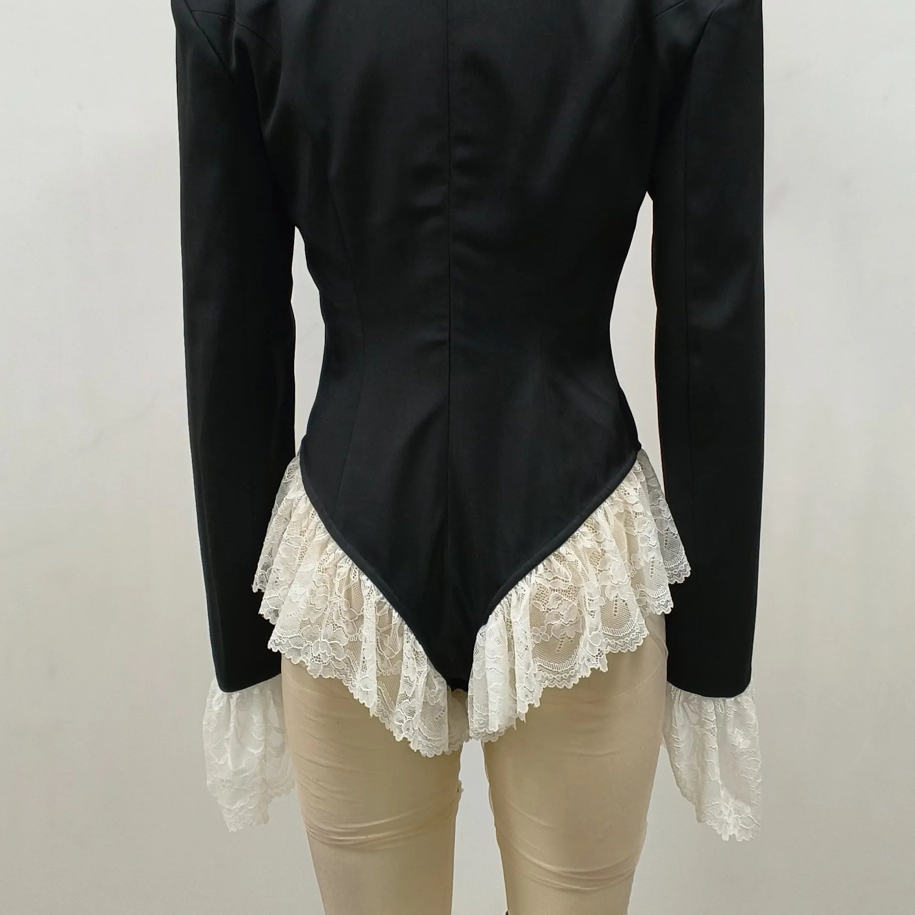 New Spot Europe And The United States Fashion Sexy Long-Sleeved One-Piece Triangle Suit Jacket Cross-Border Women's Jumpsuit