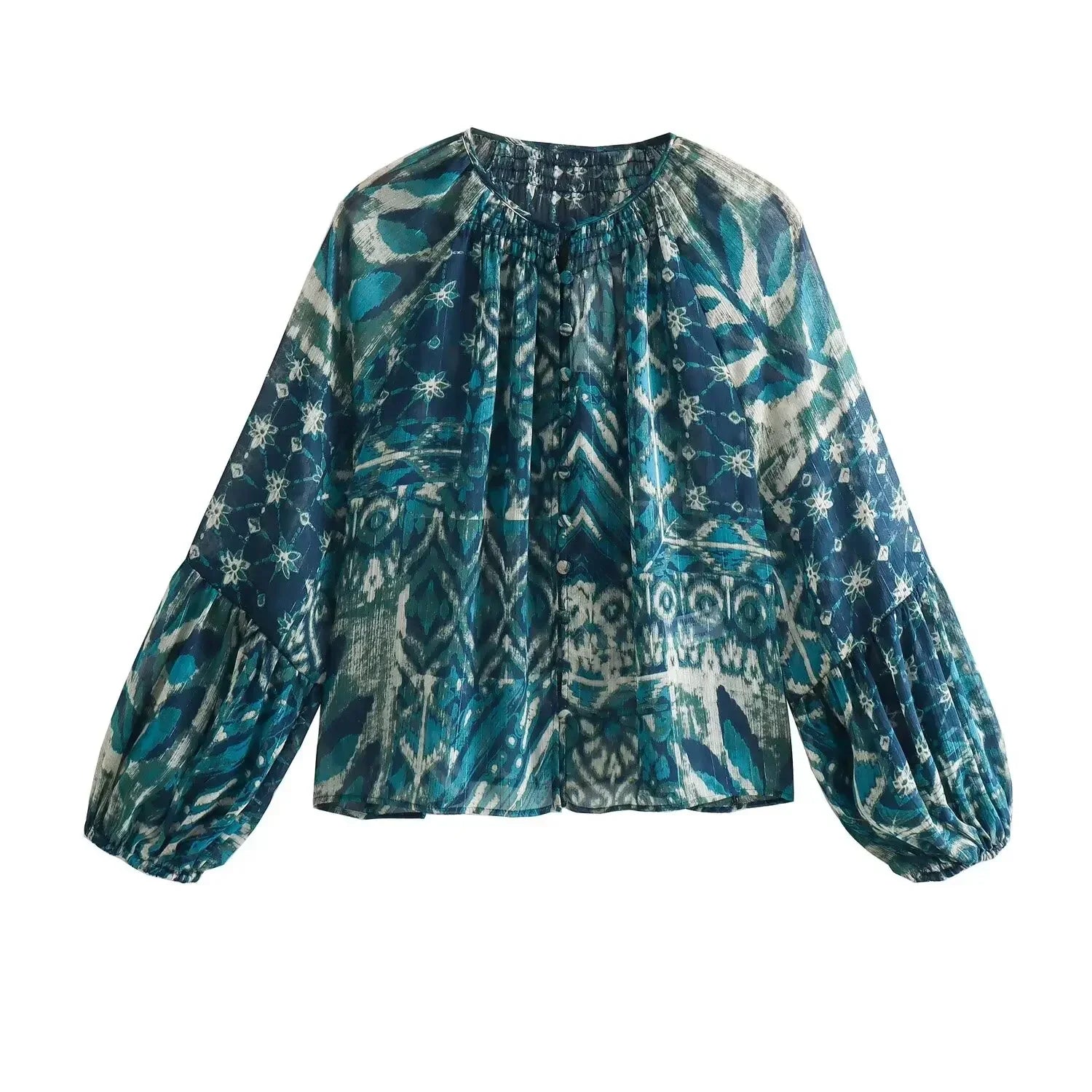 TRAF New Women Long Skirt Set Casual Long Sleeve Print Shirts + High Waist Slim Ankle-Length Skirts Set Top