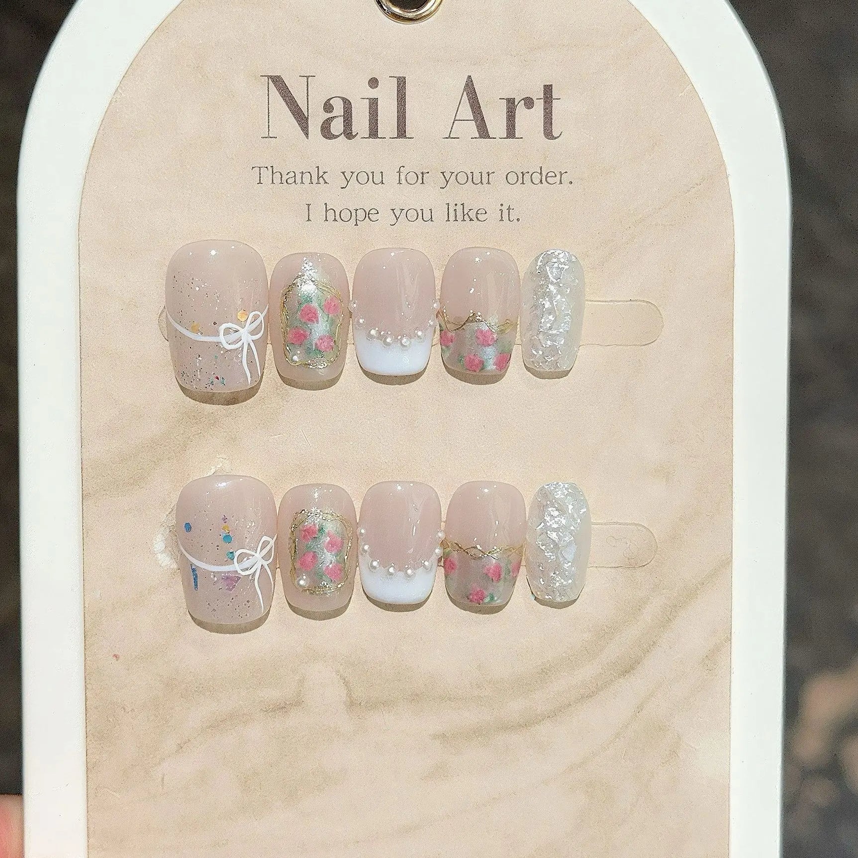 10Pcs Blue Cat Eye French Sparkling Nail Tips Charming Colored Press on Fake Nails Ballerina Short Full Cover Handmade Nails Set