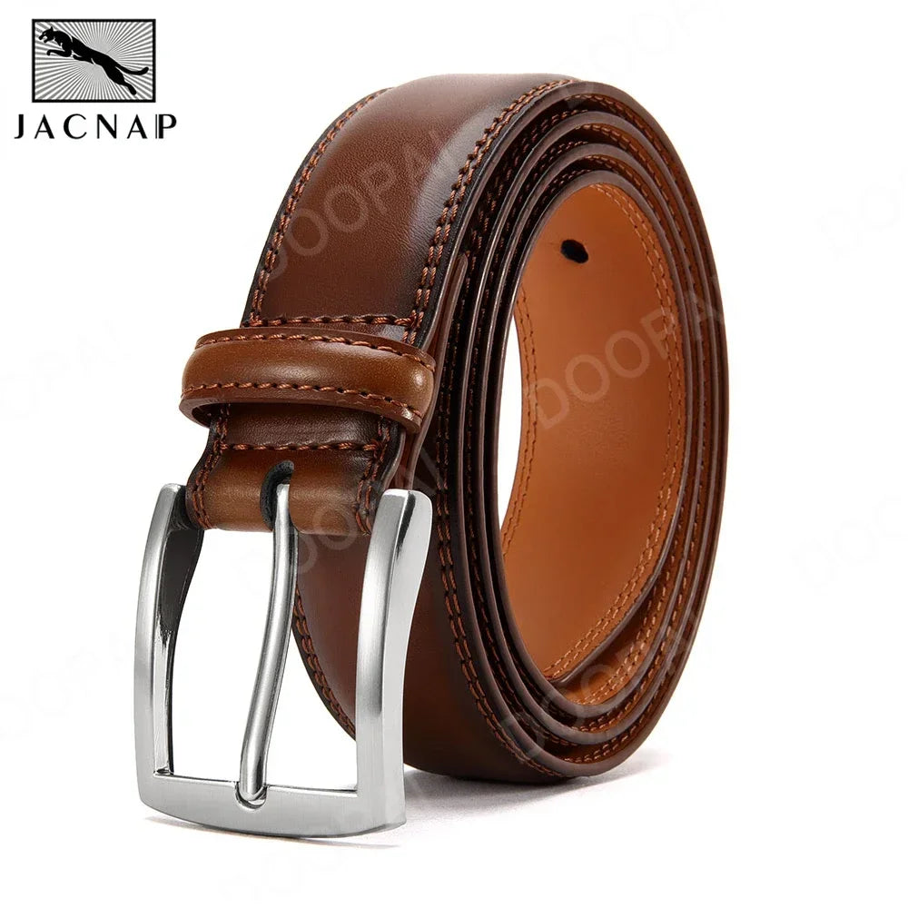 Men Belts Genuine Leather LONG Large Pin Buckle Metal Automatic Buckle Male Belts Strap Male