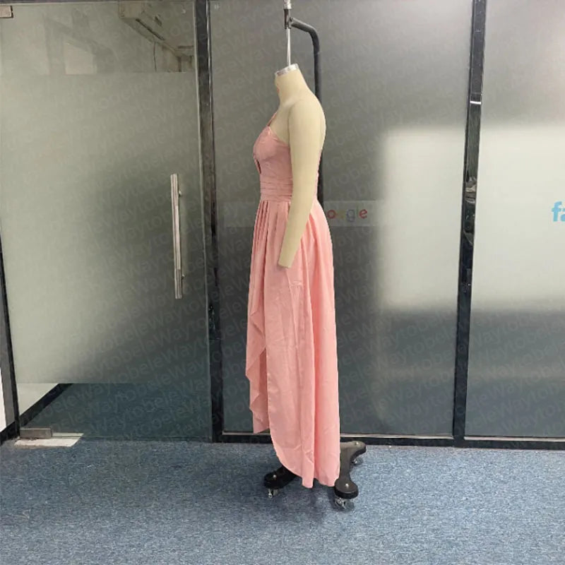 Wefads Women Maxi Dress Fashion Solid Irregular One Shoulder Sleeveless Slim Nipped Waist Evening Party Dresses Streetwear