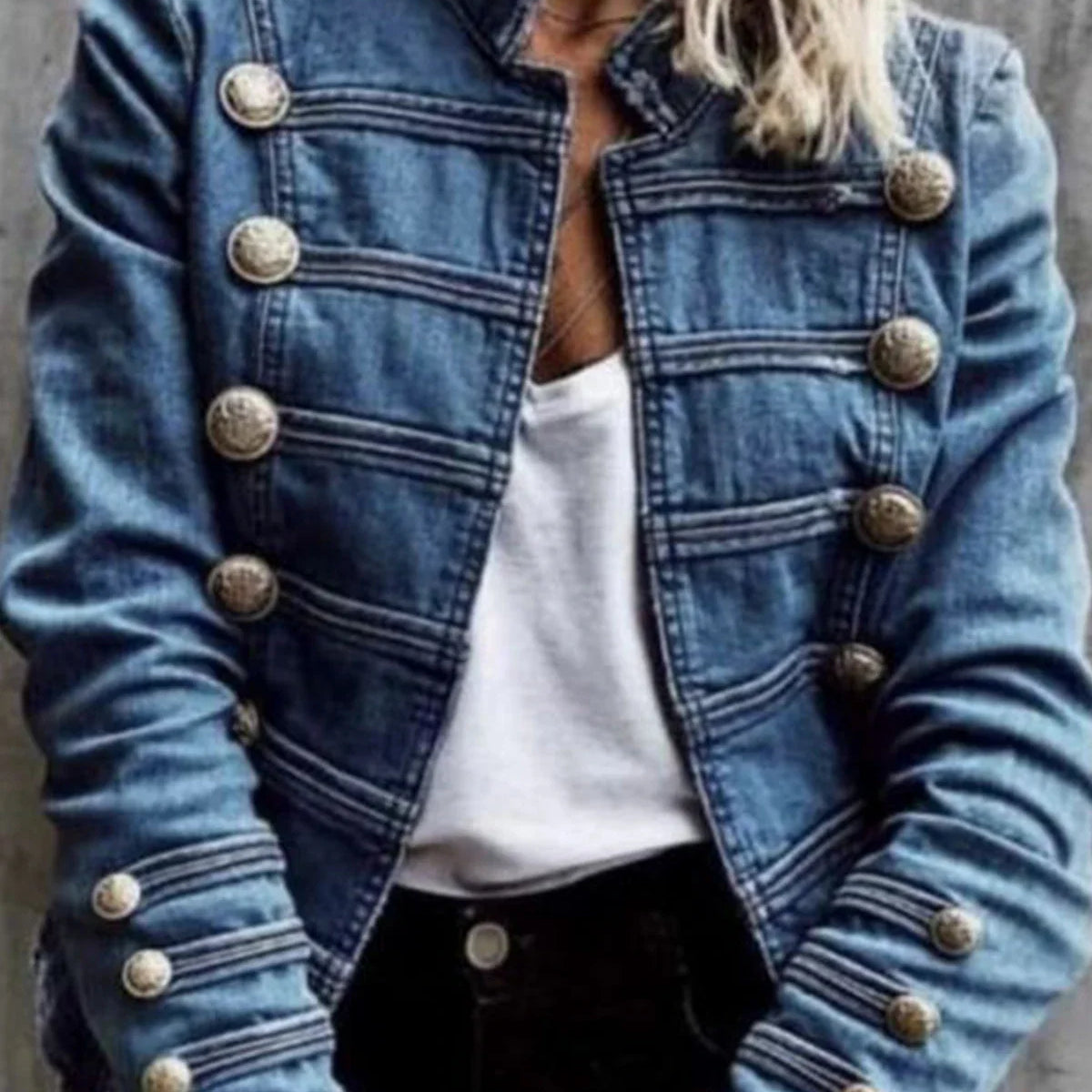 Vintage Commuter Denim Coat Women Autumn New European American Fashion Slim Fit Top Elegant All-match Double Breasted Jackets