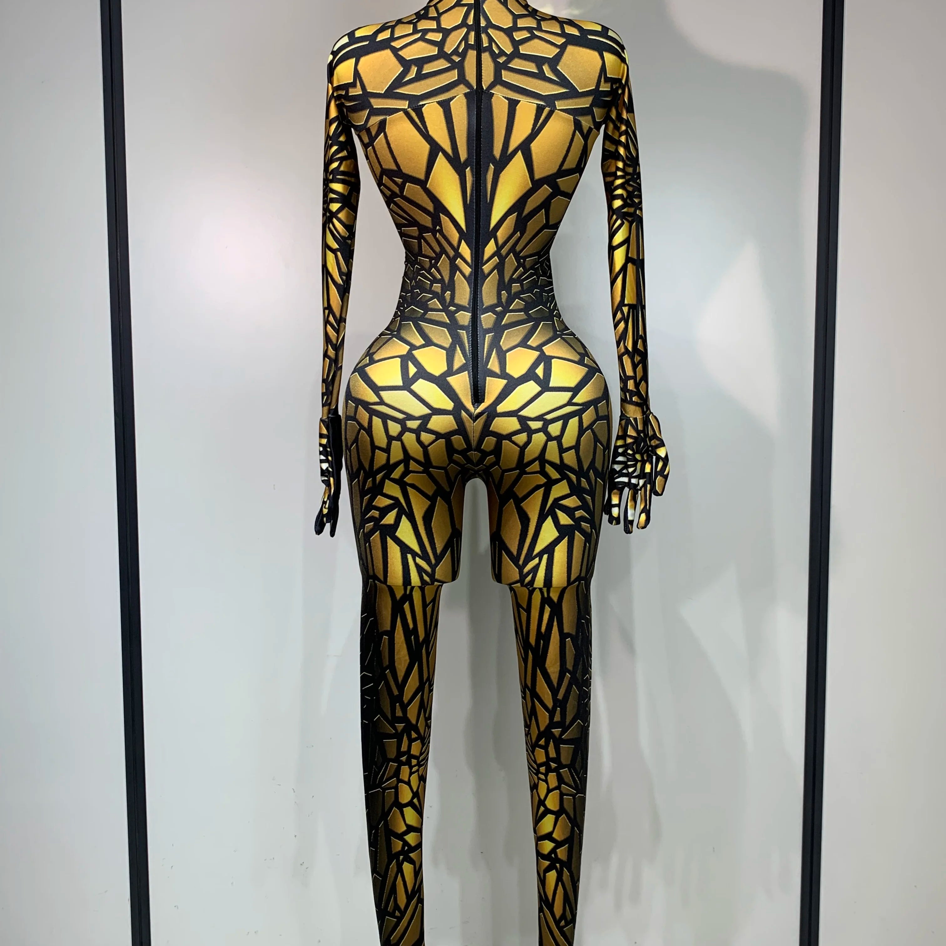 Women Sexy Stretch Glitter Rhinestones Bodycon Jumpsuit Dance Bodysuit Party Singer Stage Wear Birthday Drag Queen Costumes