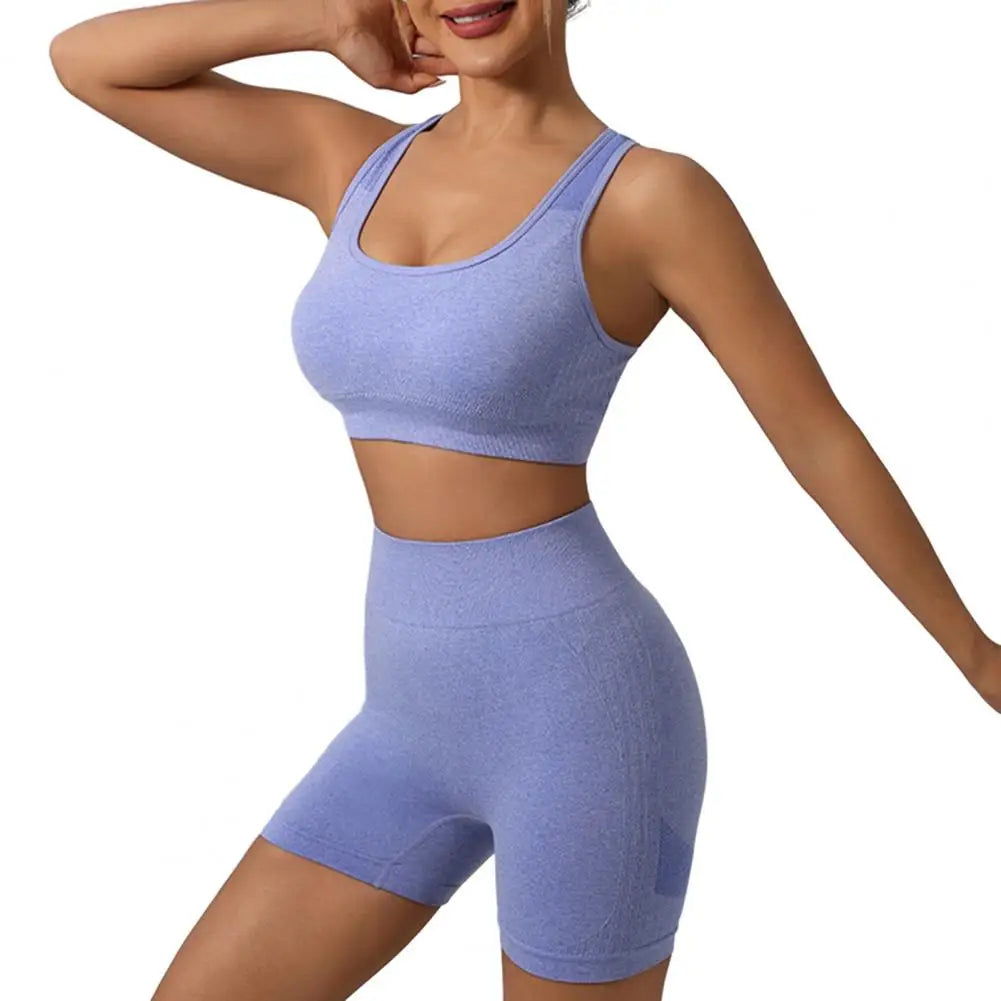 Women Sports Suit Yoga Outfit Exercise Set for Women High Waist Leggings Sports Bra Fitness Outfit for Gym Workout Yoga Bra Blue