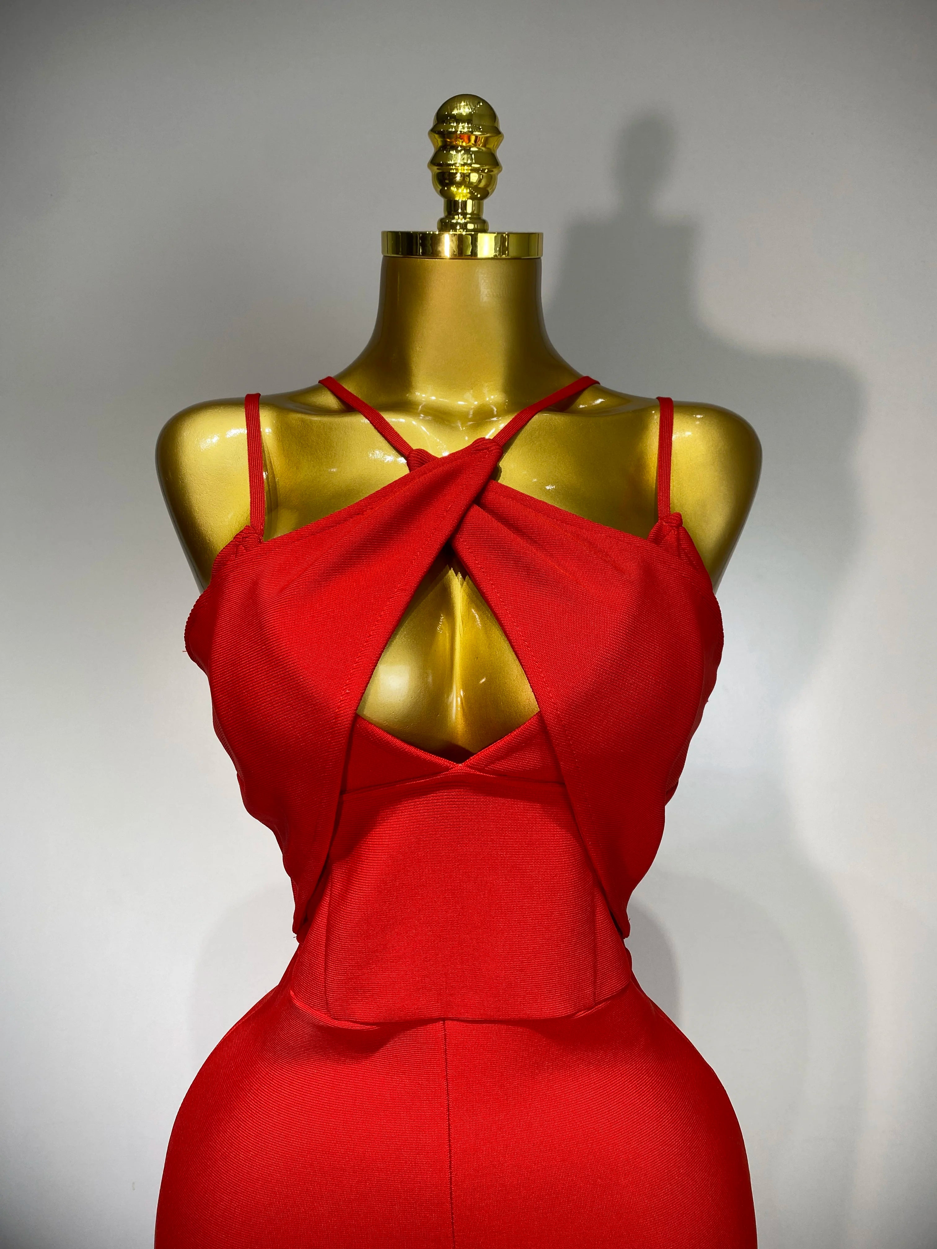 Women Sexy Sleeveless Hollow out Split Backless Red Midi Bandage Dress 2025 Celebrity Elegant Evening Luxury Birthday Dresses