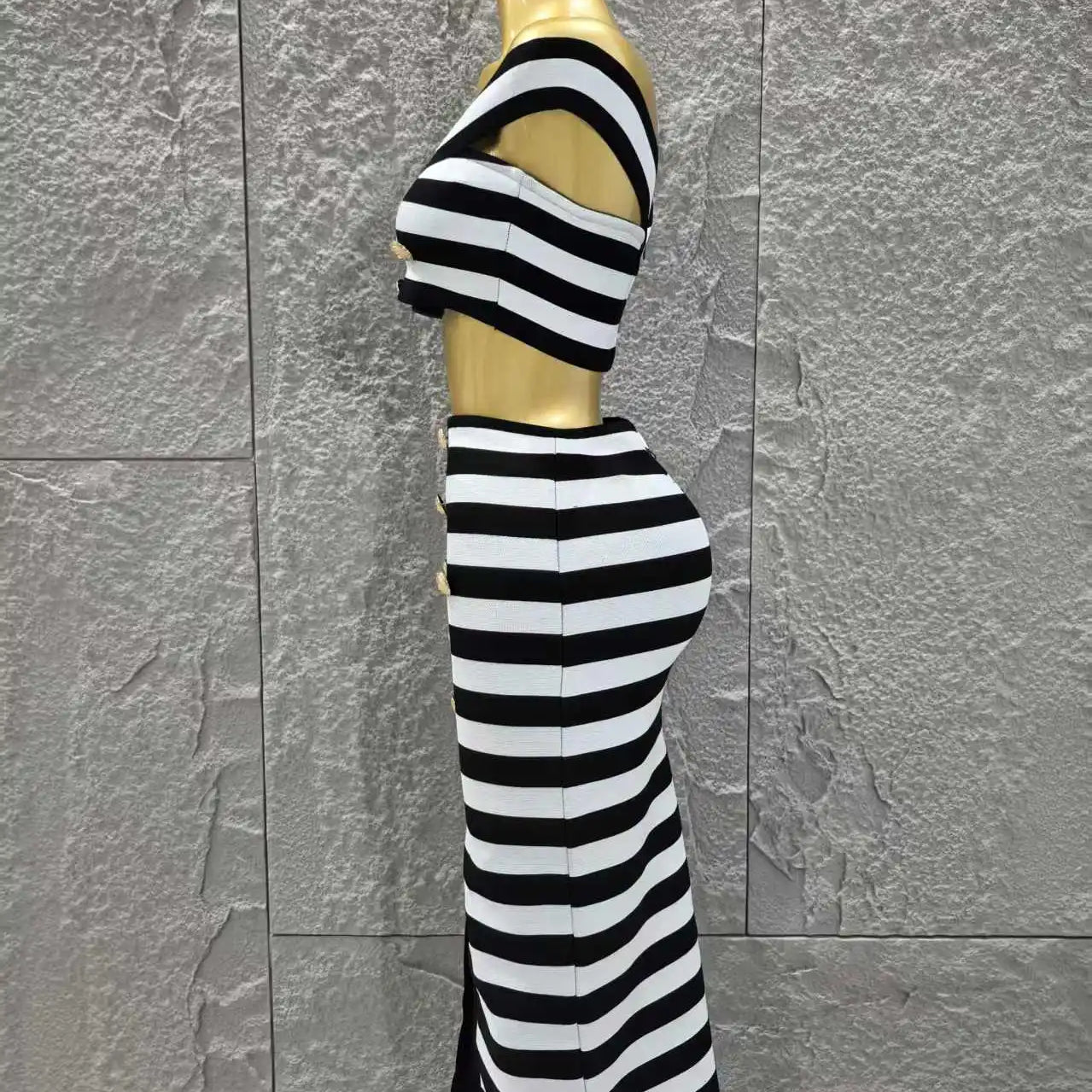 Women Sexy Slash Neck Off the Shoulder 2 Pieces Bodycon Long Bandage Dress Nightclub Party Bar Fashion Outfit