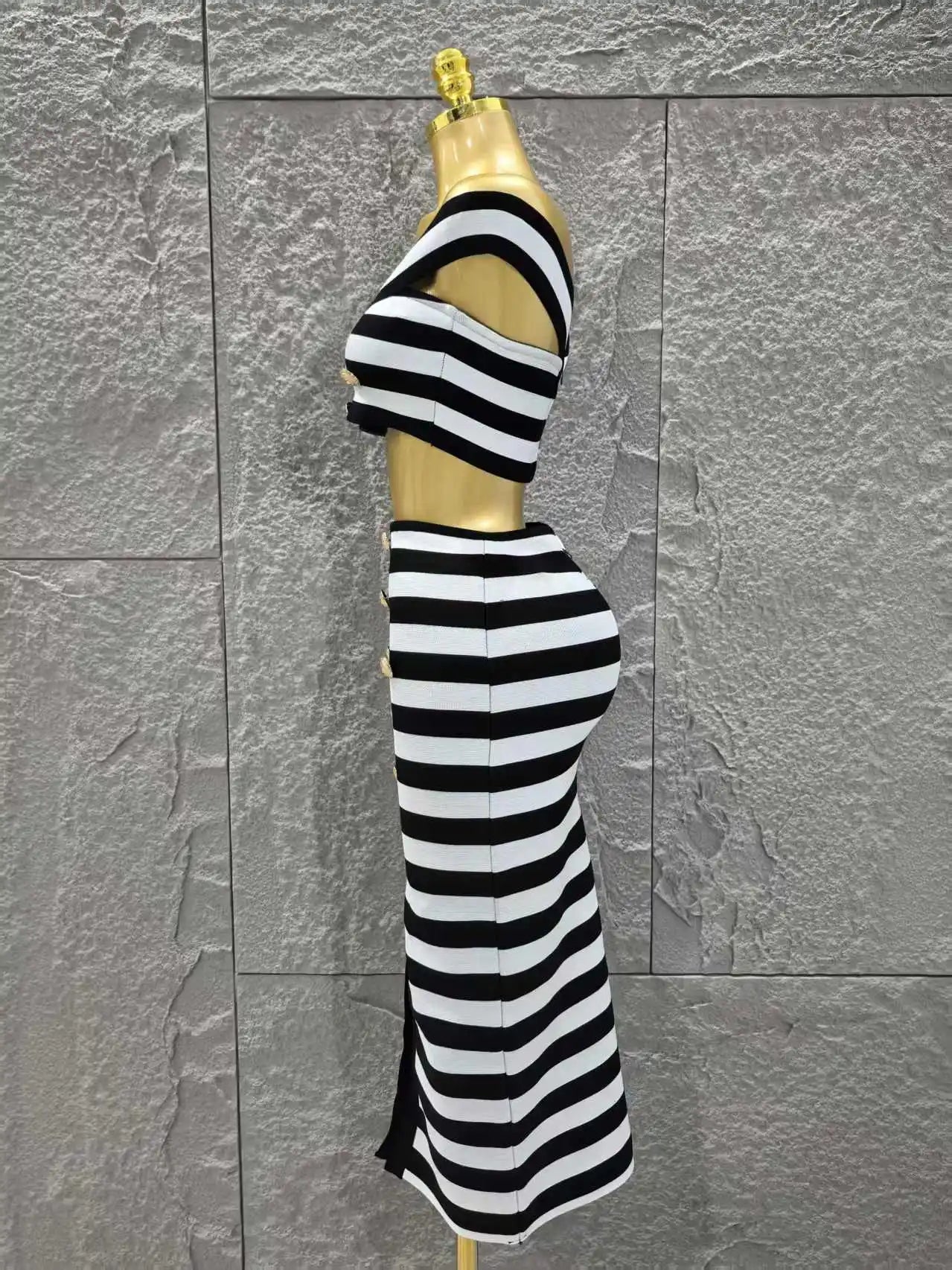 Women Sexy Slash Neck Off the Shoulder 2 Pieces Bodycon Long Bandage Dress Nightclub Party Bar Fashion Outfit