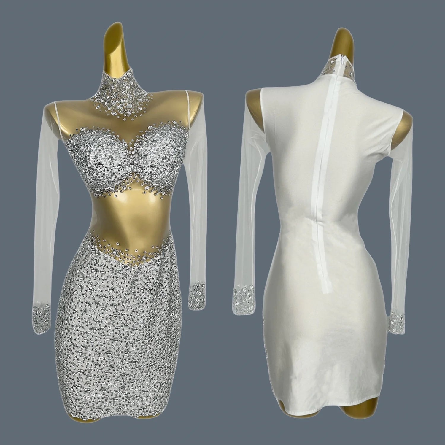 Luxury Red Diamante Short Cocktail Dress Sparkling Crystal Beaded Sexy Mini Dress Vestidos Para Eventos Especial Wangshazuan WHITE