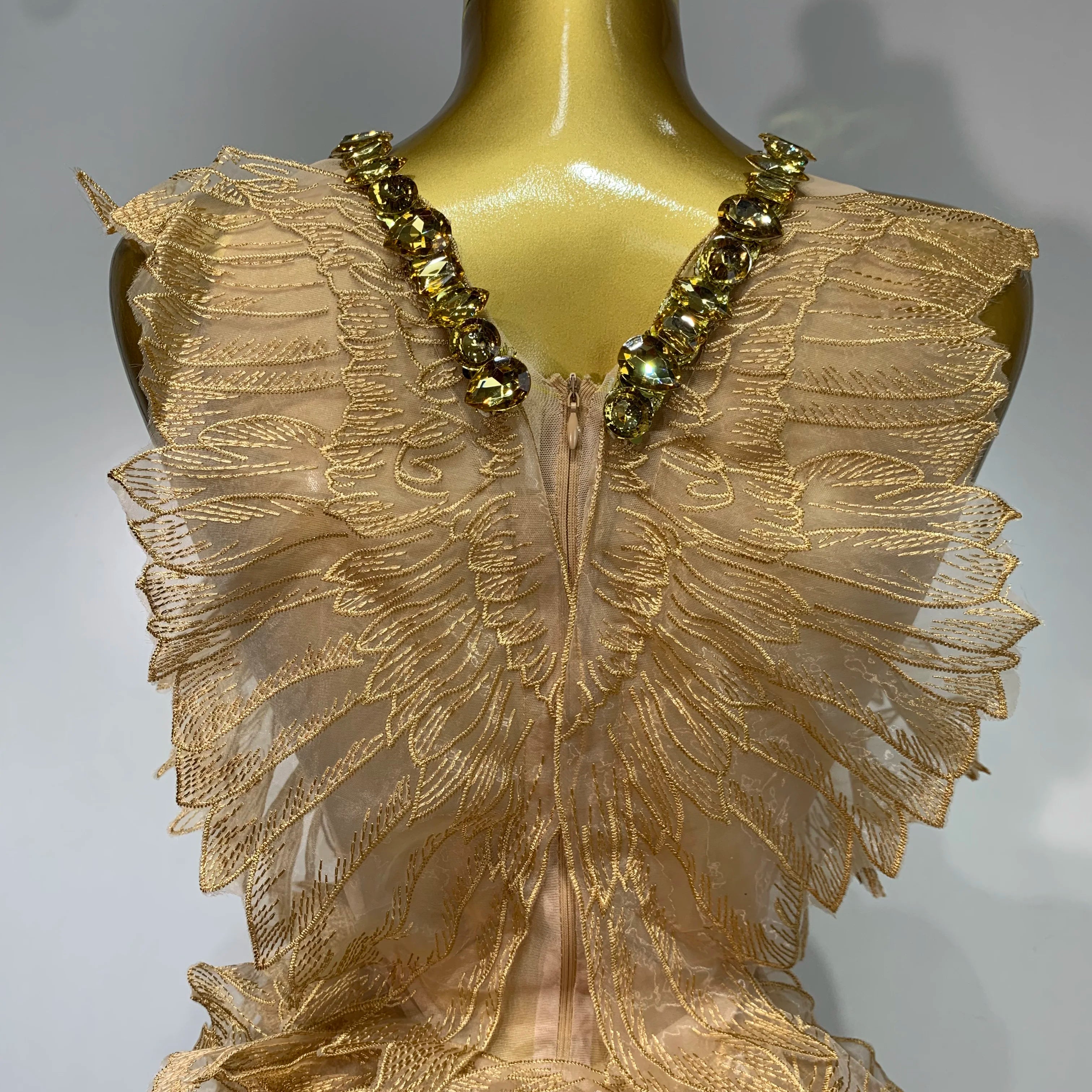 Women Sexy Mesh See Though Crystal Bodycon Mini Dress Celebrate Birthday Party Nightclub Hotwife Outfit Singer Stage Costume