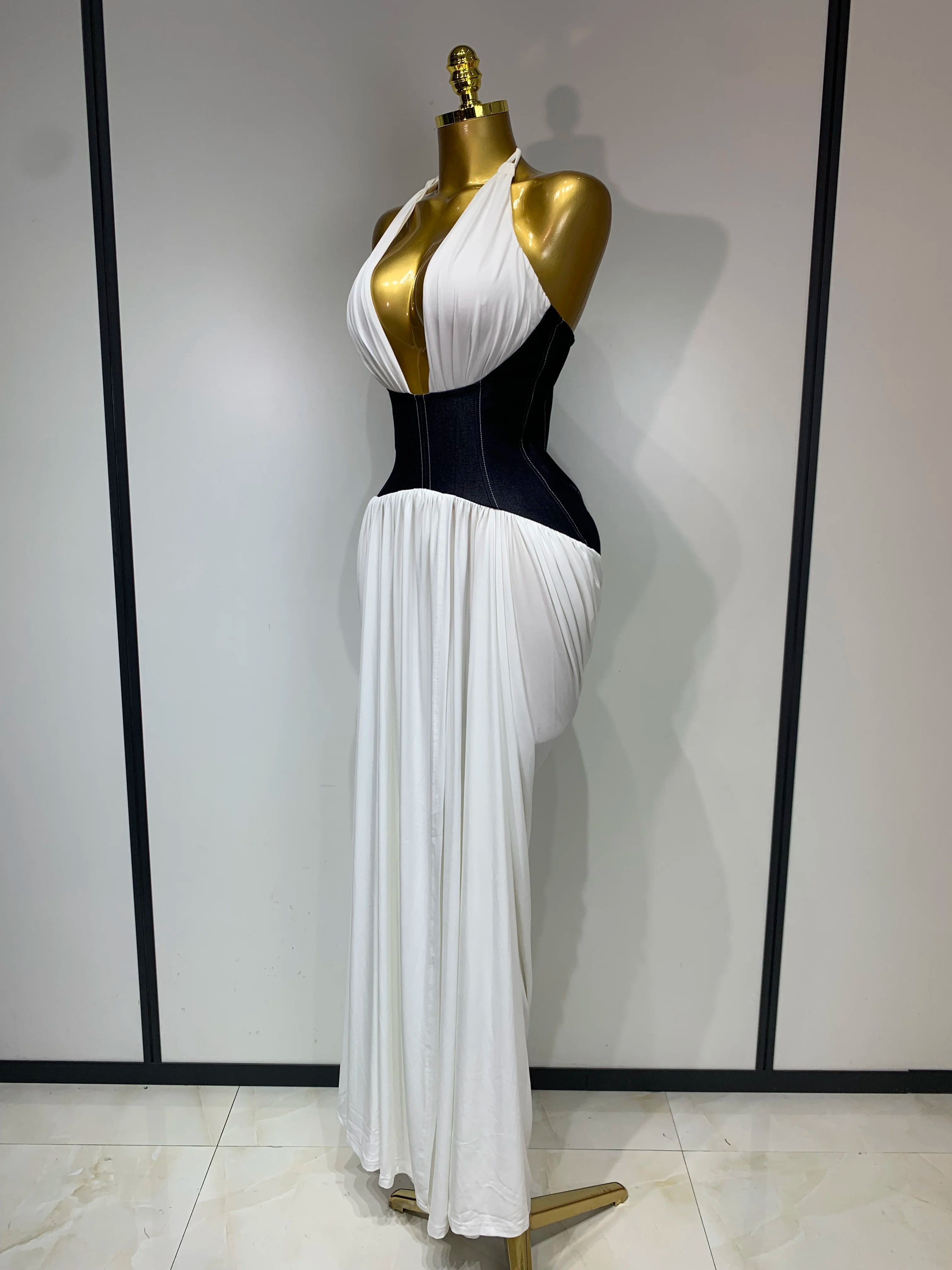 Women Sexy Backless Halter Front Slit Maxi Long Dress Elegant Evening Party Club Dress Luxury Birthday Wedding Guest Gown