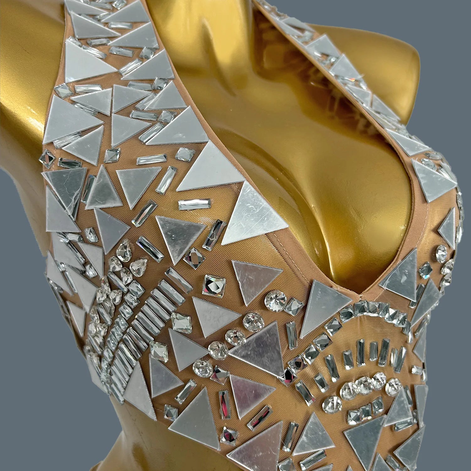 Flashing Mirror Silver Asymmetrical Long Dress Prom Celebrity Evening Party Birthday Gown Female Singer Stage Show Wear Baiwei