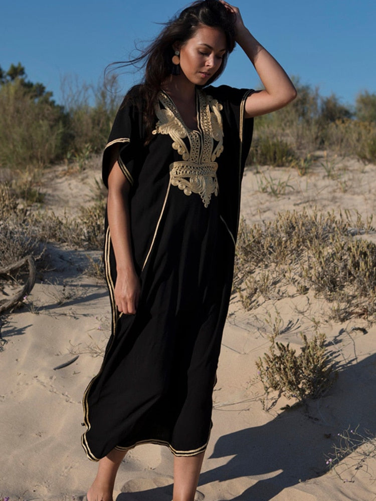 Plus Size Kaftan Tunic Beach Dress Swim Wear Bathing Suit Cover Up