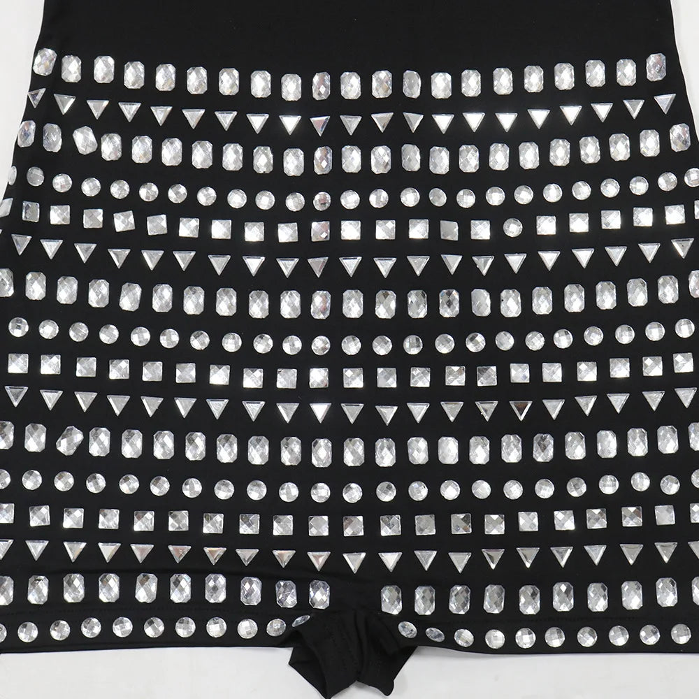 Women Diamonds Hot Rhinestones Long Sleeve Short Jumpsuits 2024 Summer Sexy Party Club One Piece Suit Rompers Playsuits