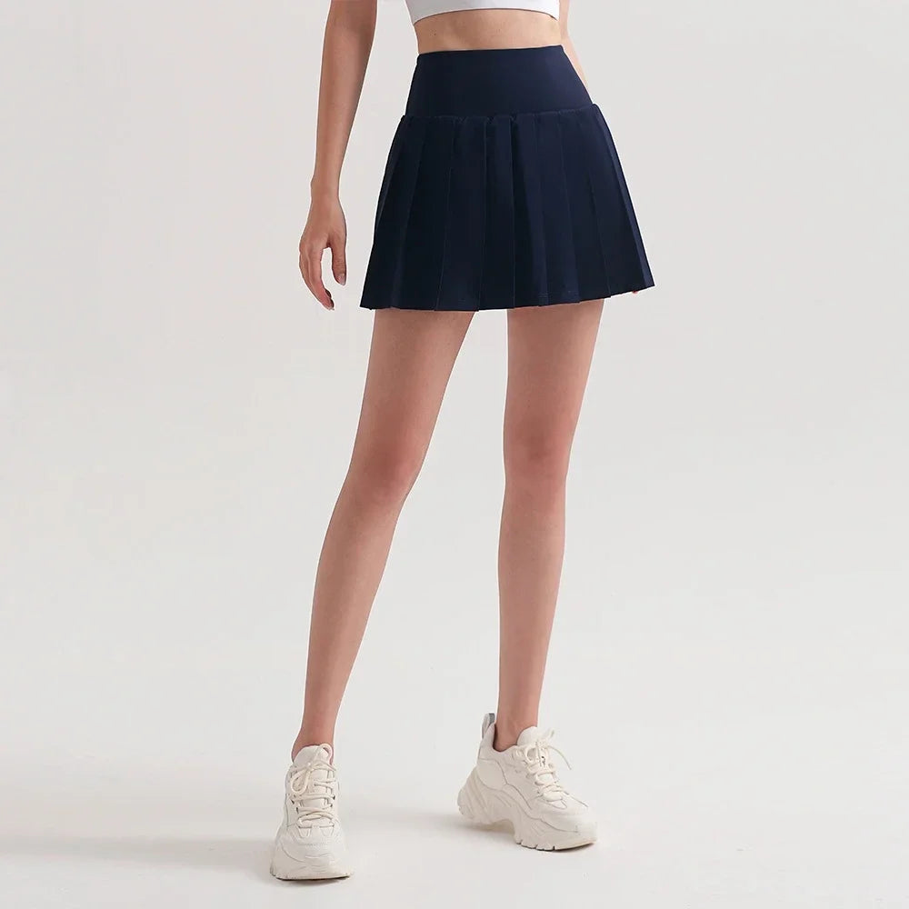 1/2/3Pcs Lycra Workout Sets Womens Seamless Gym Sportswear Shock-proof Sport Bra High Waist Yoga Pants Gym Leggings Tennis Skirt 1pc Skirt2-True Navy