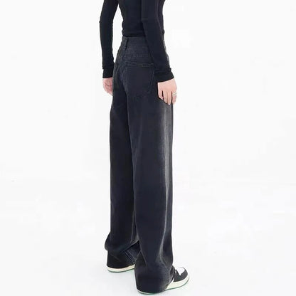 Y2K 2024 autumn and winter new gradual wash jeans for women design sense niche straight leg casual pants pants traf