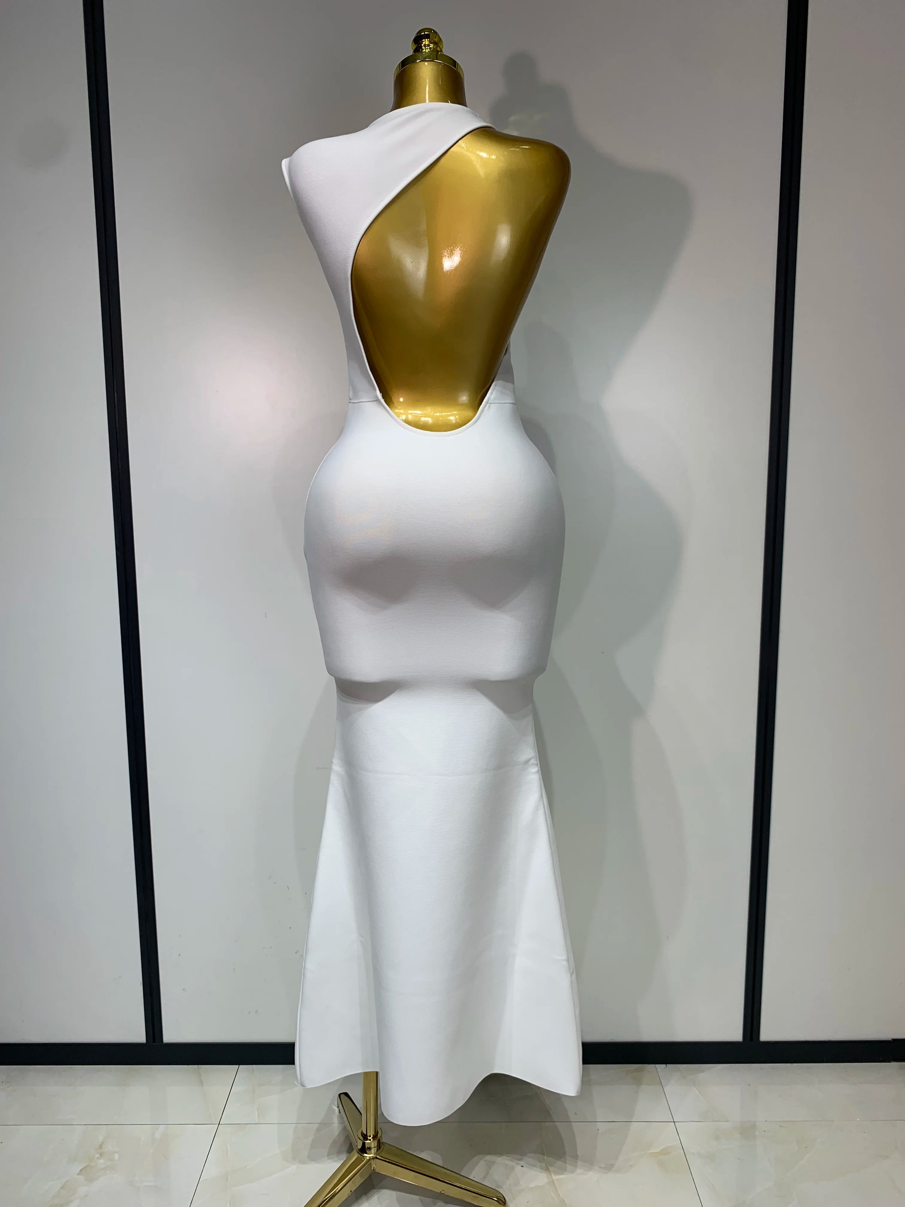 Women Sexy Sleeveless Backless Design Bodycon Bandage Dress 2025 Celebrity Elegant Evening Club Party Luxury Birthday Dresses