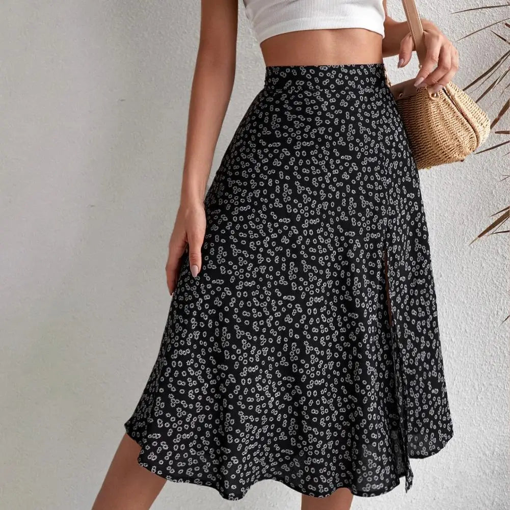 Summer Beach Skirt Trendy Thin A-line Colorfast Summer Beach Skirt Women Garment Lady Midi Skirt Lady Skirt