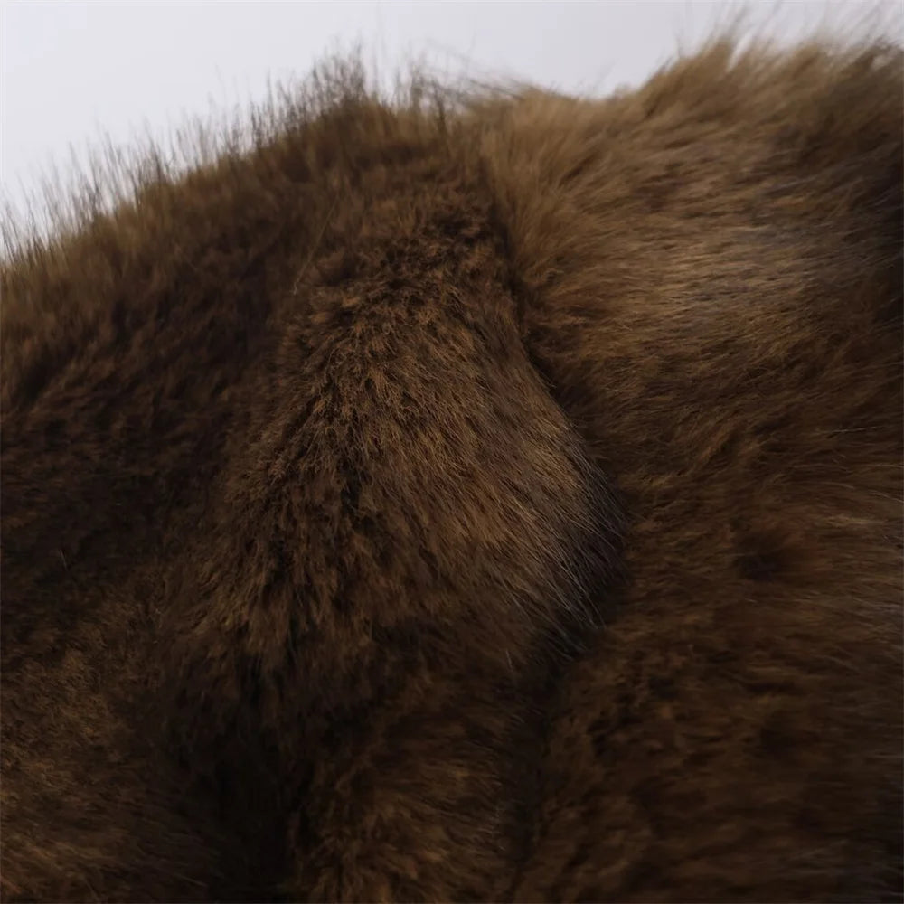 New autumn and winter women's fashion casual lapel long sleeved artificial fur effect short jacket jacket