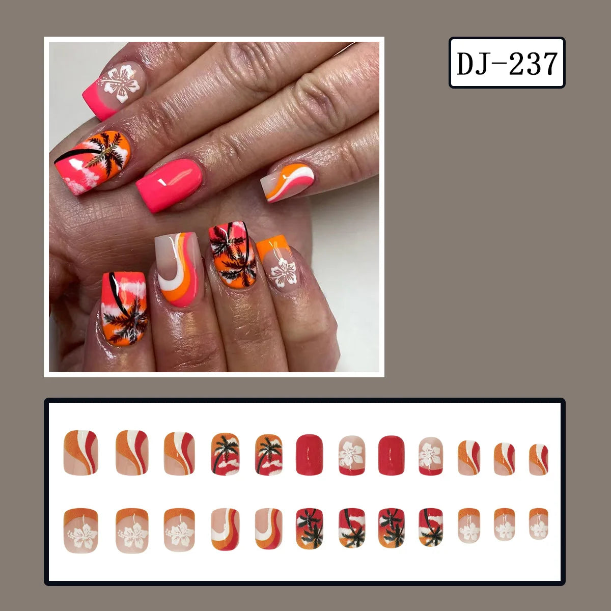 24pcs y2k Black French Press on Nails Short Square Pink Heart Fake Nails Full Cover Wearable Sweet Valentine's Day False Nails 9